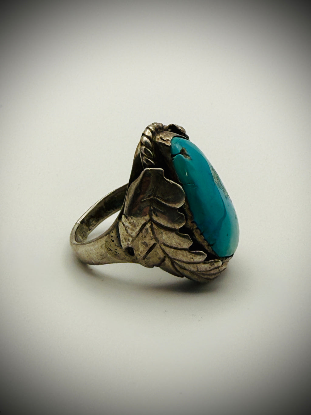 Substantial Vintage Navajo Sterling & Turquoise Statement Ring – Size 8.5, 23g