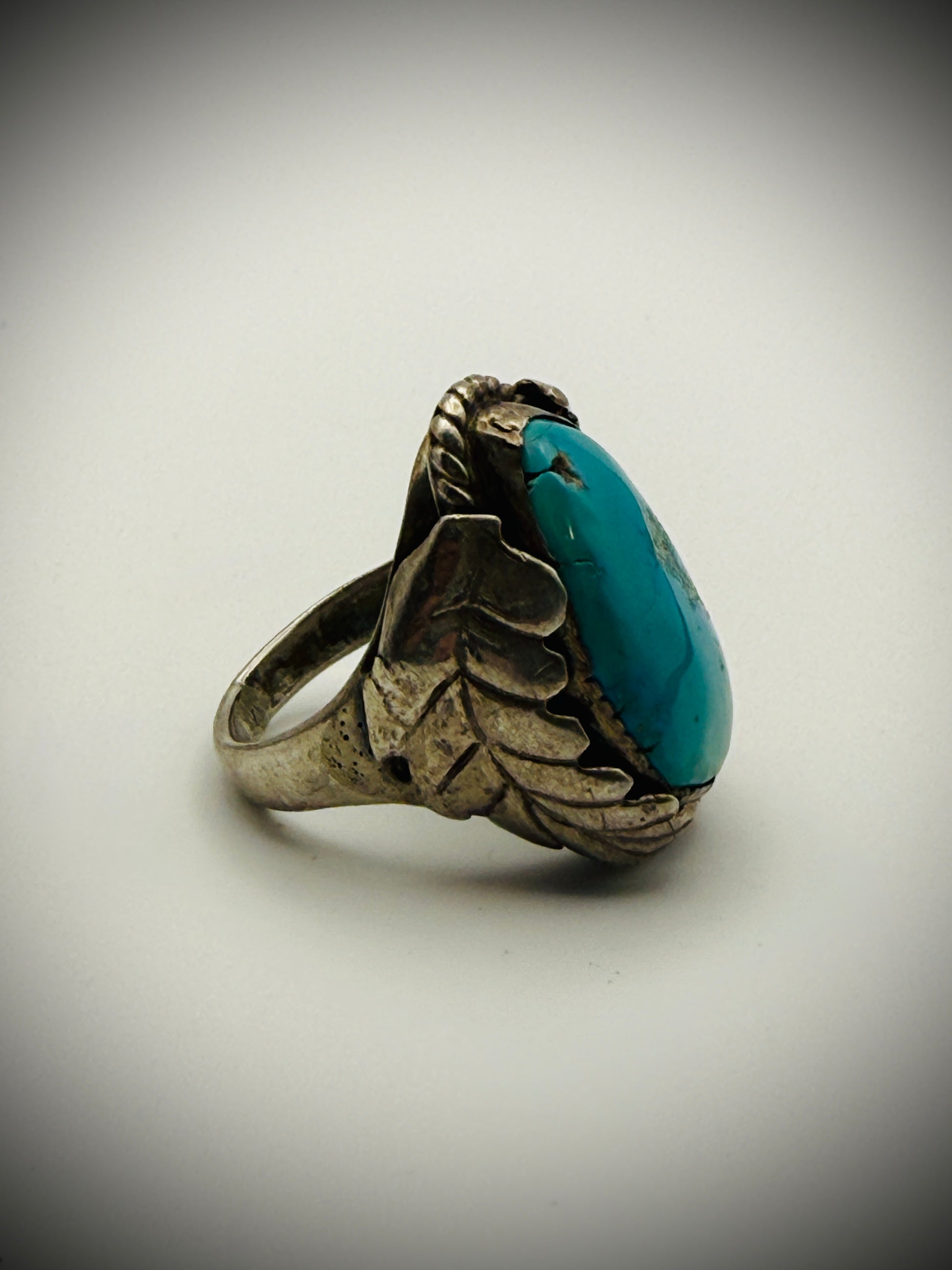 Substantial Vintage Navajo Sterling & Turquoise Statement Ring – Size 8.5, 23g