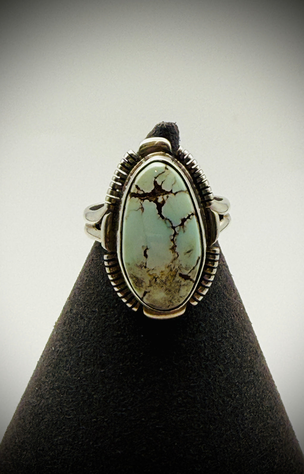 Navajo “RCC” (Richard Curley) Sterling Dry Creek Turquoise Ring – Size 8