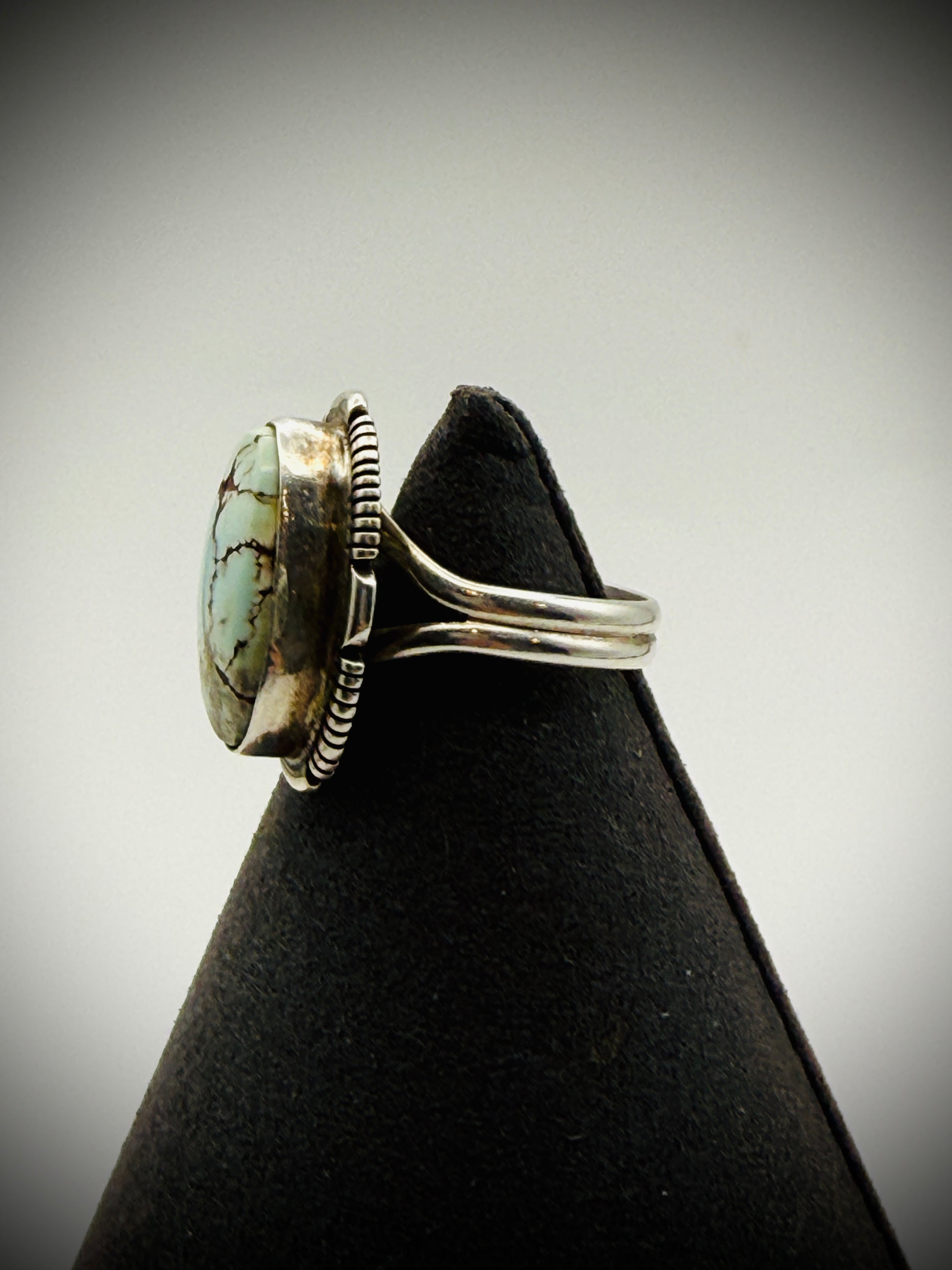 Navajo “RCC” (Richard Curley) Sterling Dry Creek Turquoise Ring – Size 8