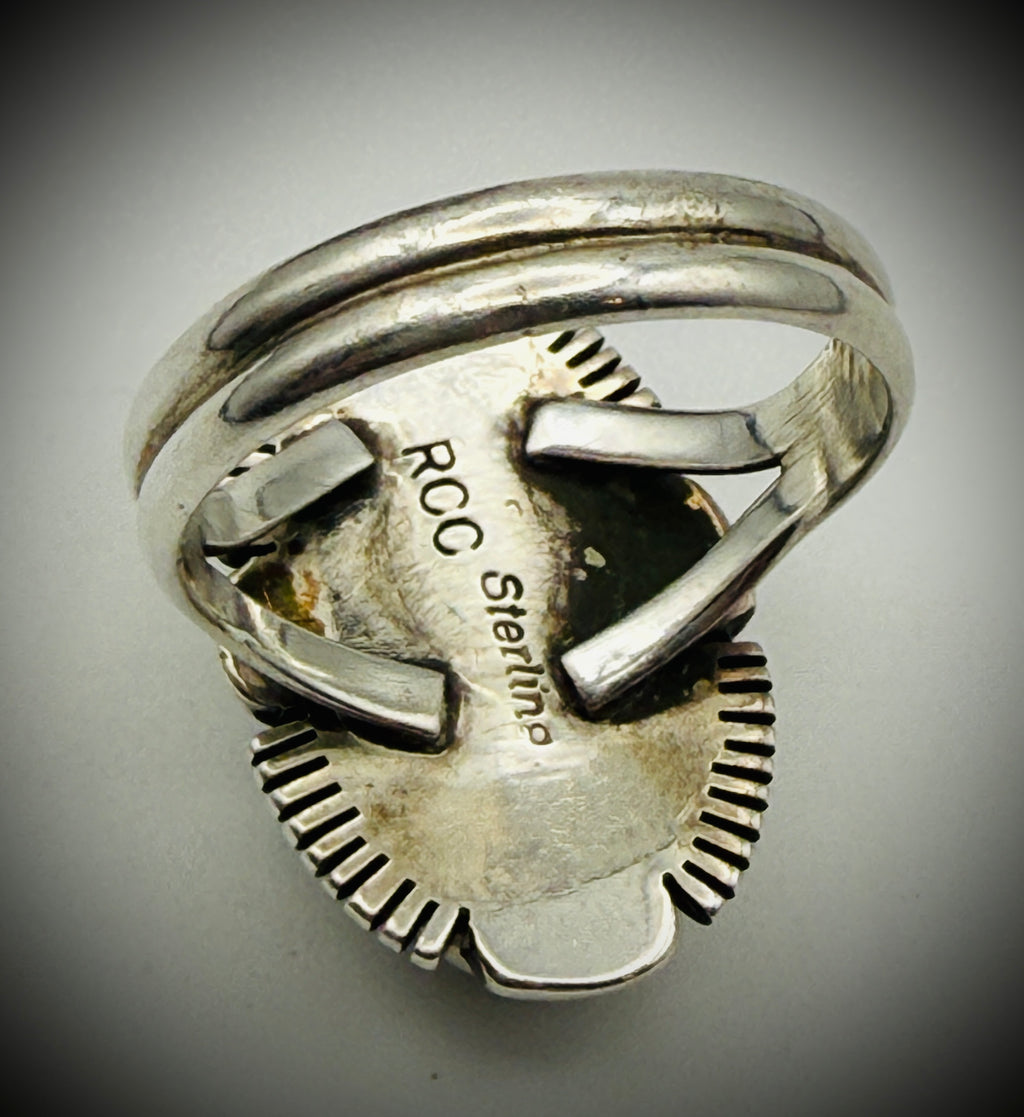 Navajo “RCC” (Richard Curley) Sterling Dry Creek Turquoise Ring – Size 8