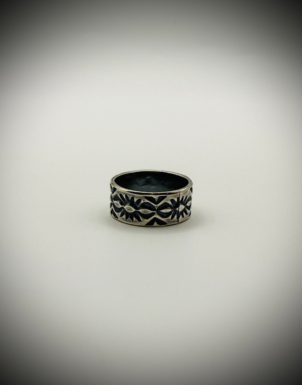 Sterling Stamped Band Ring — Travis Teller (TRT Handmade) — Size 9.75, 7g