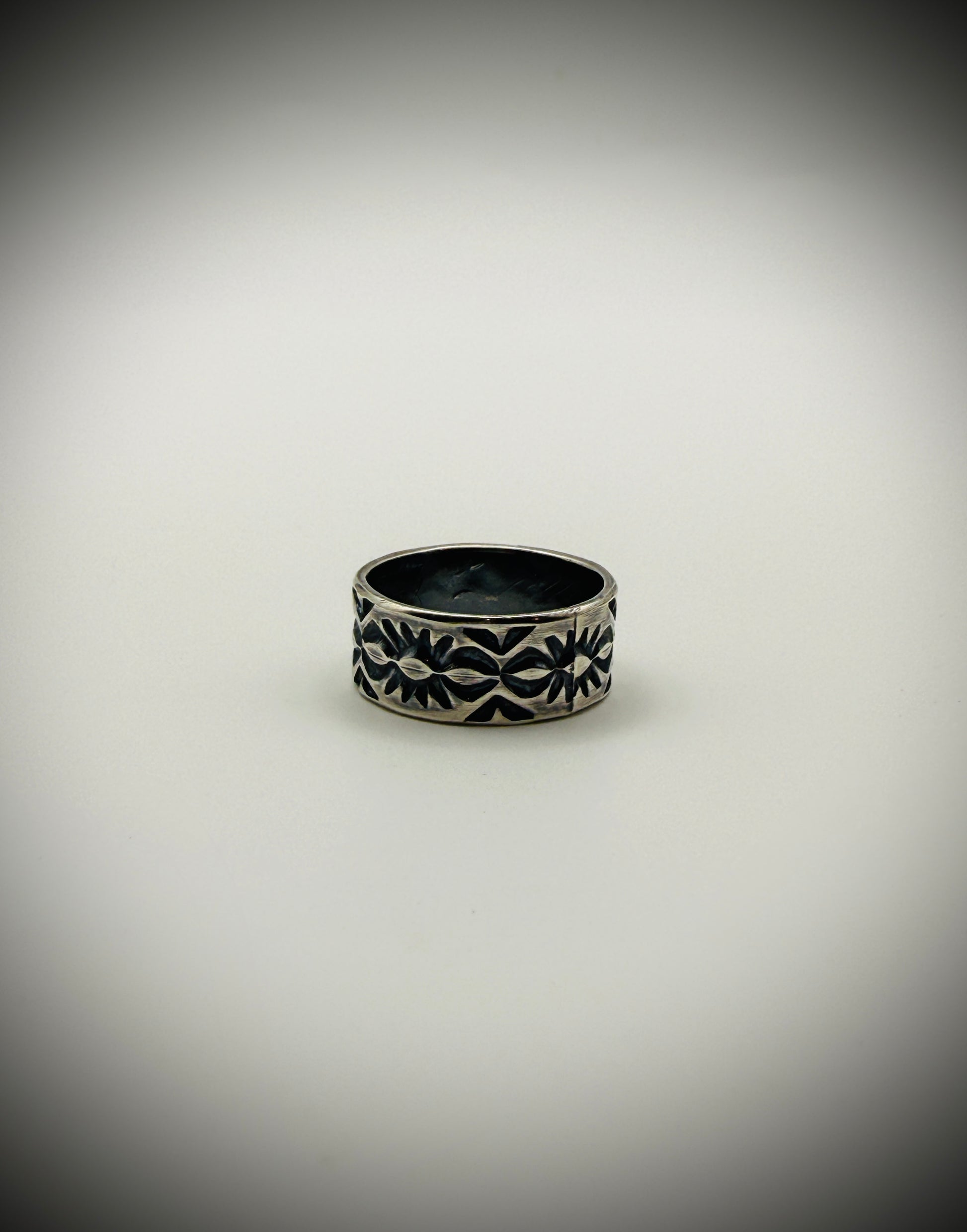 Sterling Stamped Band Ring — Travis Teller (TRT Handmade) — Size 9.75, 7g