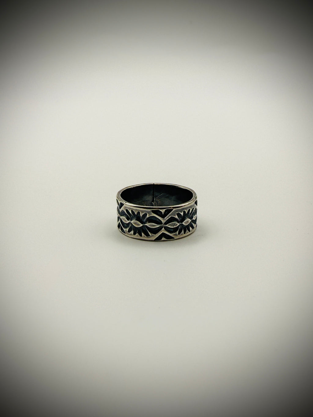 Sterling Stamped Band Ring — Travis Teller (TRT Handmade) — Size 9.75, 7g