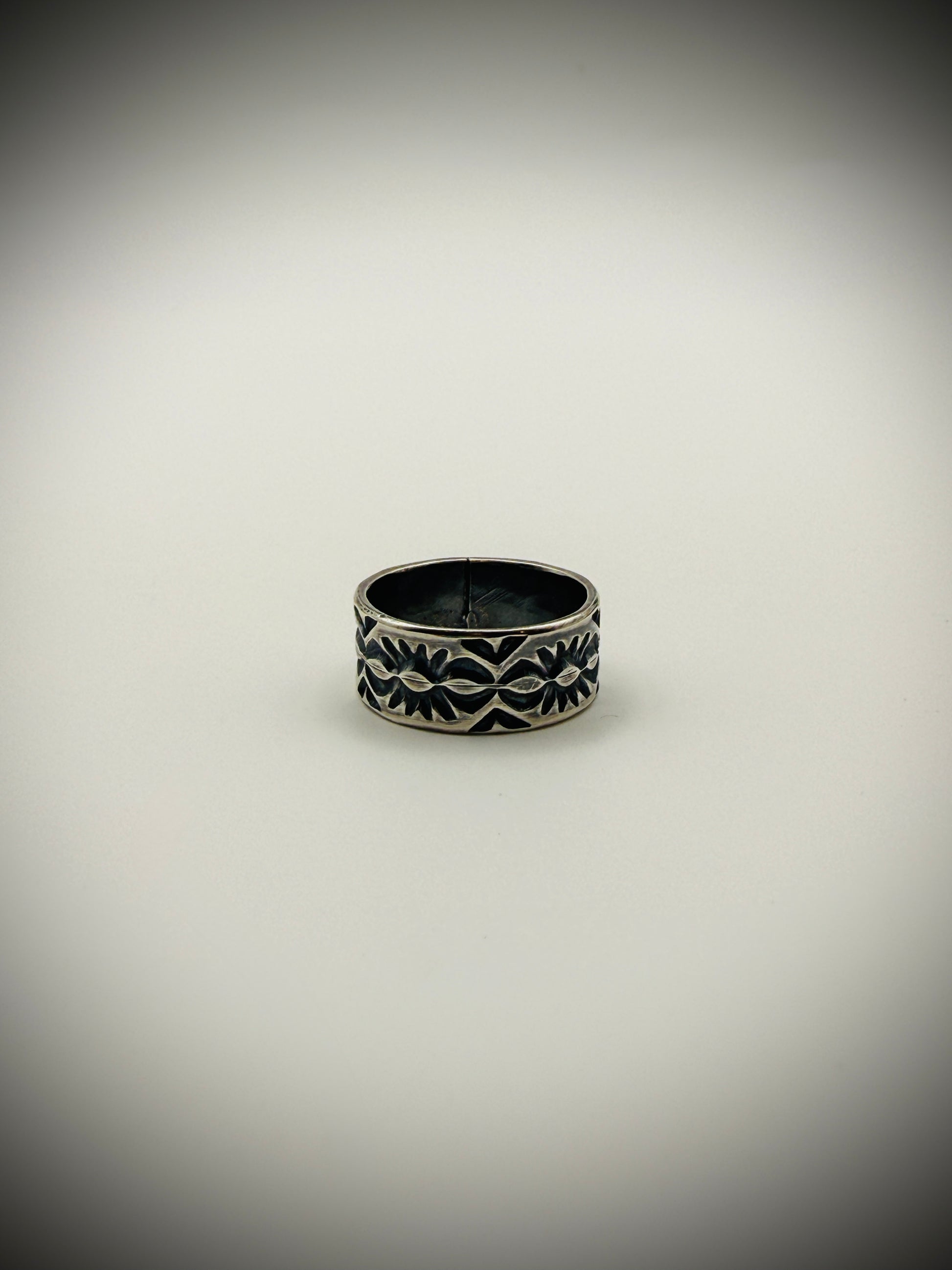 Sterling Stamped Band Ring — Travis Teller (TRT Handmade) — Size 9.75, 7g