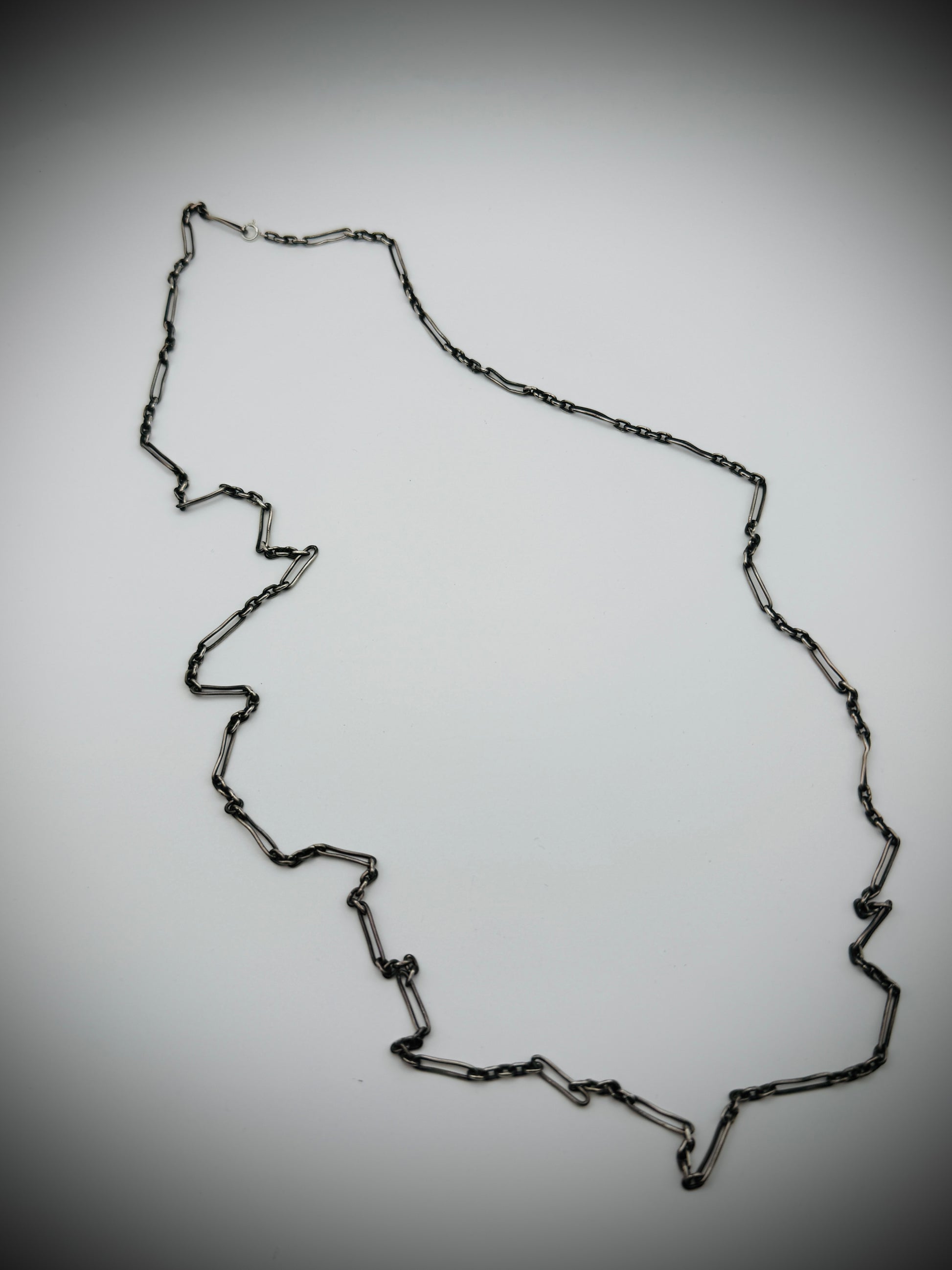 Vintage Sterling Paperclip Chain, 32" — 14g — Patina, Newer Clasp