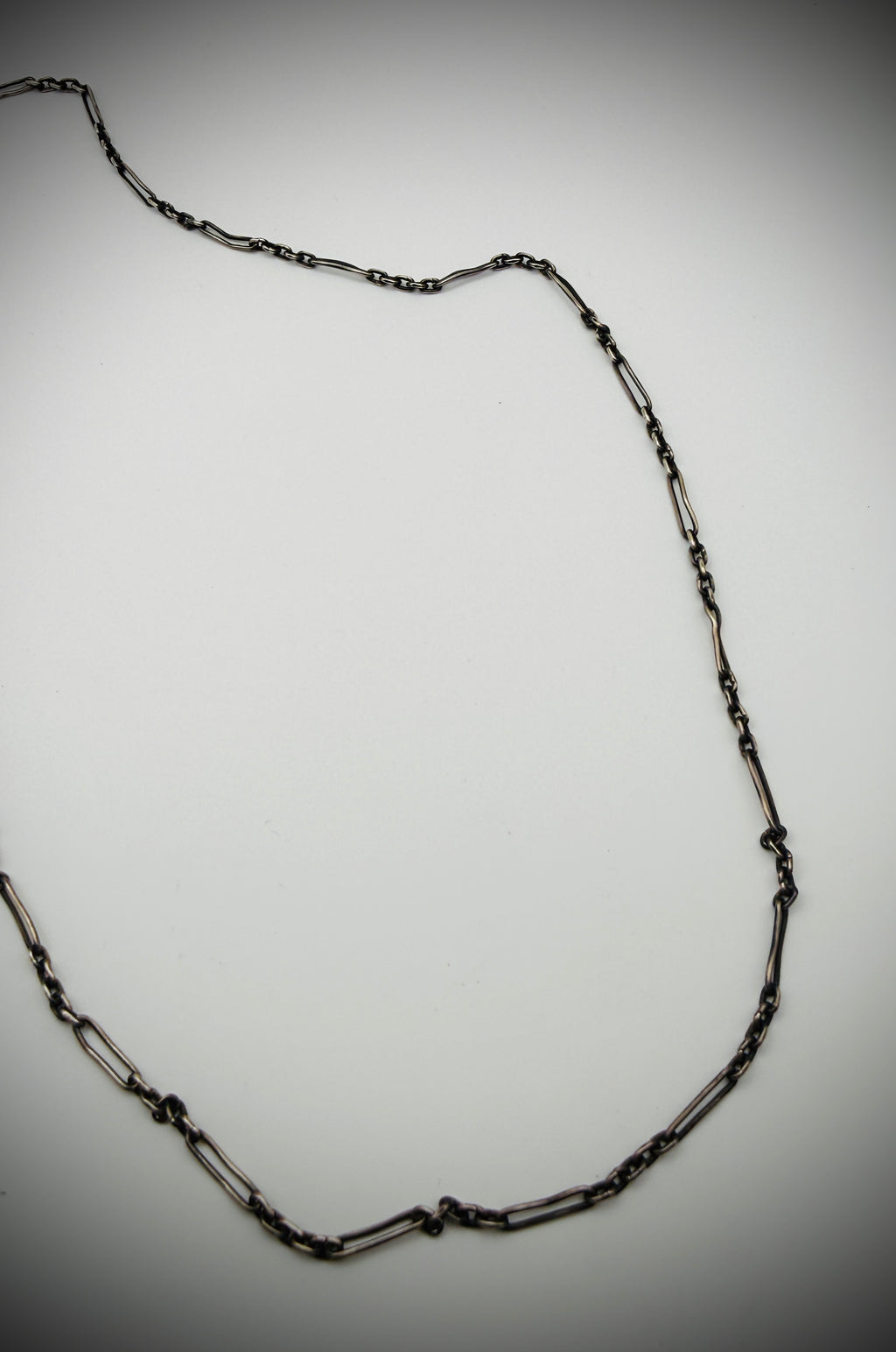 Vintage Sterling Paperclip Chain, 32" — 14g — Patina, Newer Clasp