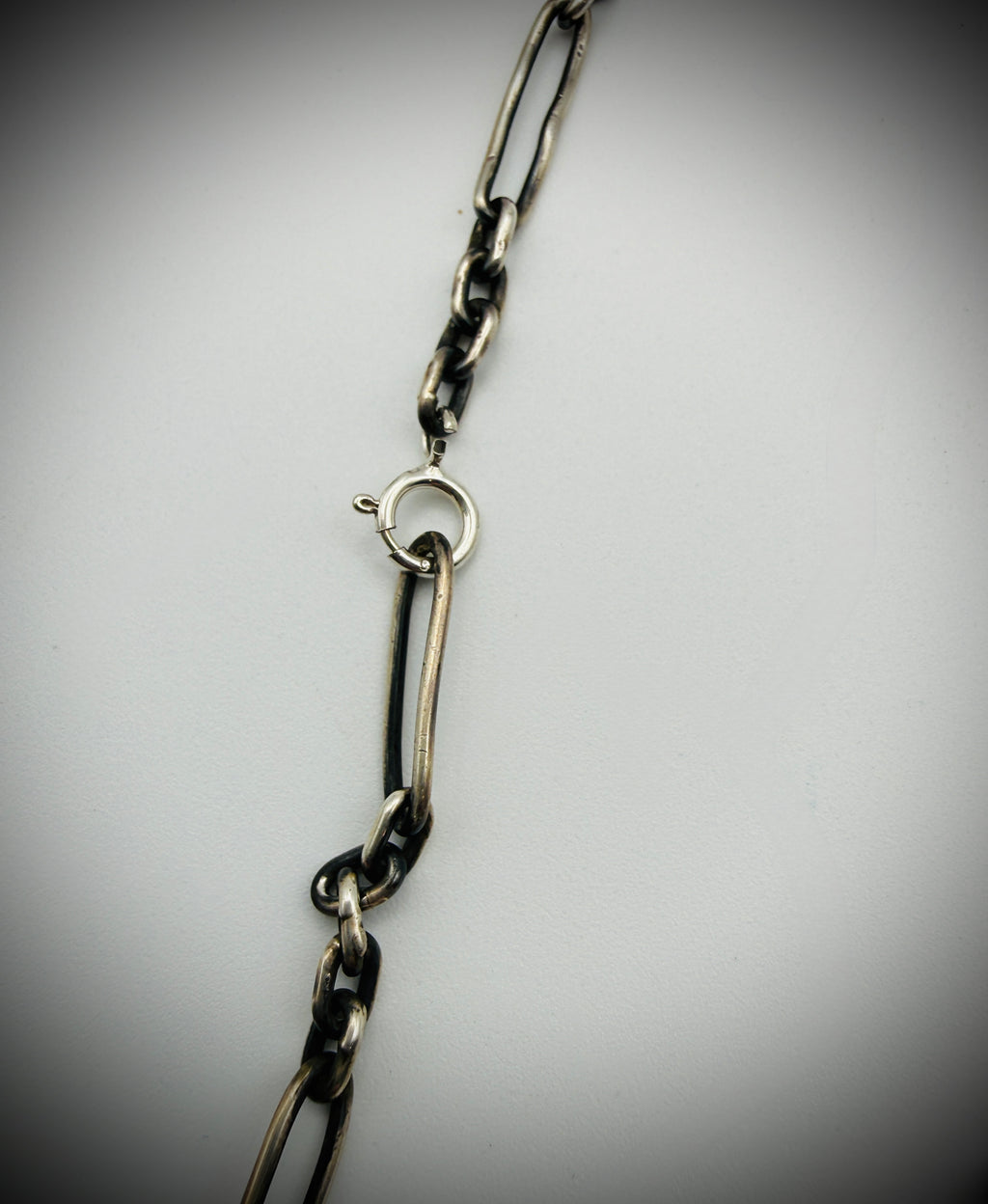 Vintage Sterling Paperclip Chain, 32" — 14g — Patina, Newer Clasp