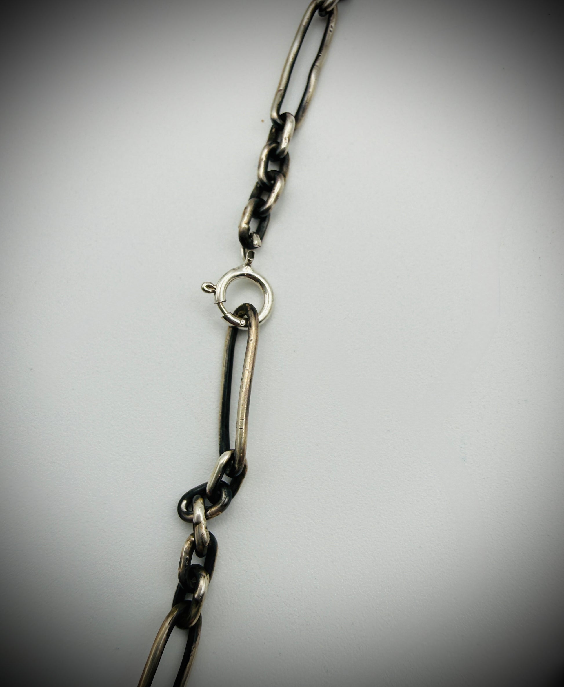 Vintage Sterling Paperclip Chain, 32" — 14g — Patina, Newer Clasp