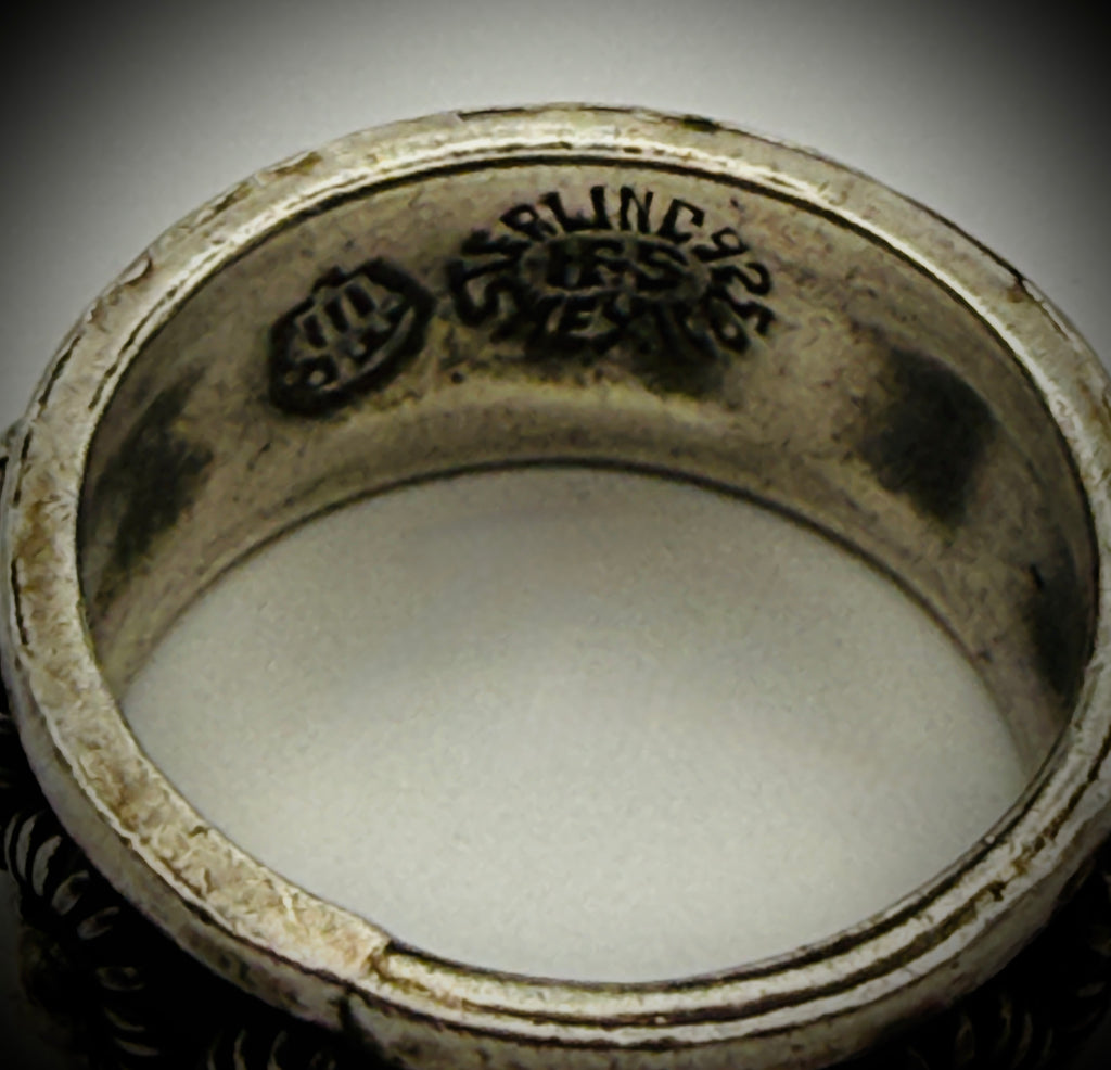 Vintage Taxco Mexico Sterling Band Ring — Size 6, 6g — Sunburst Dots