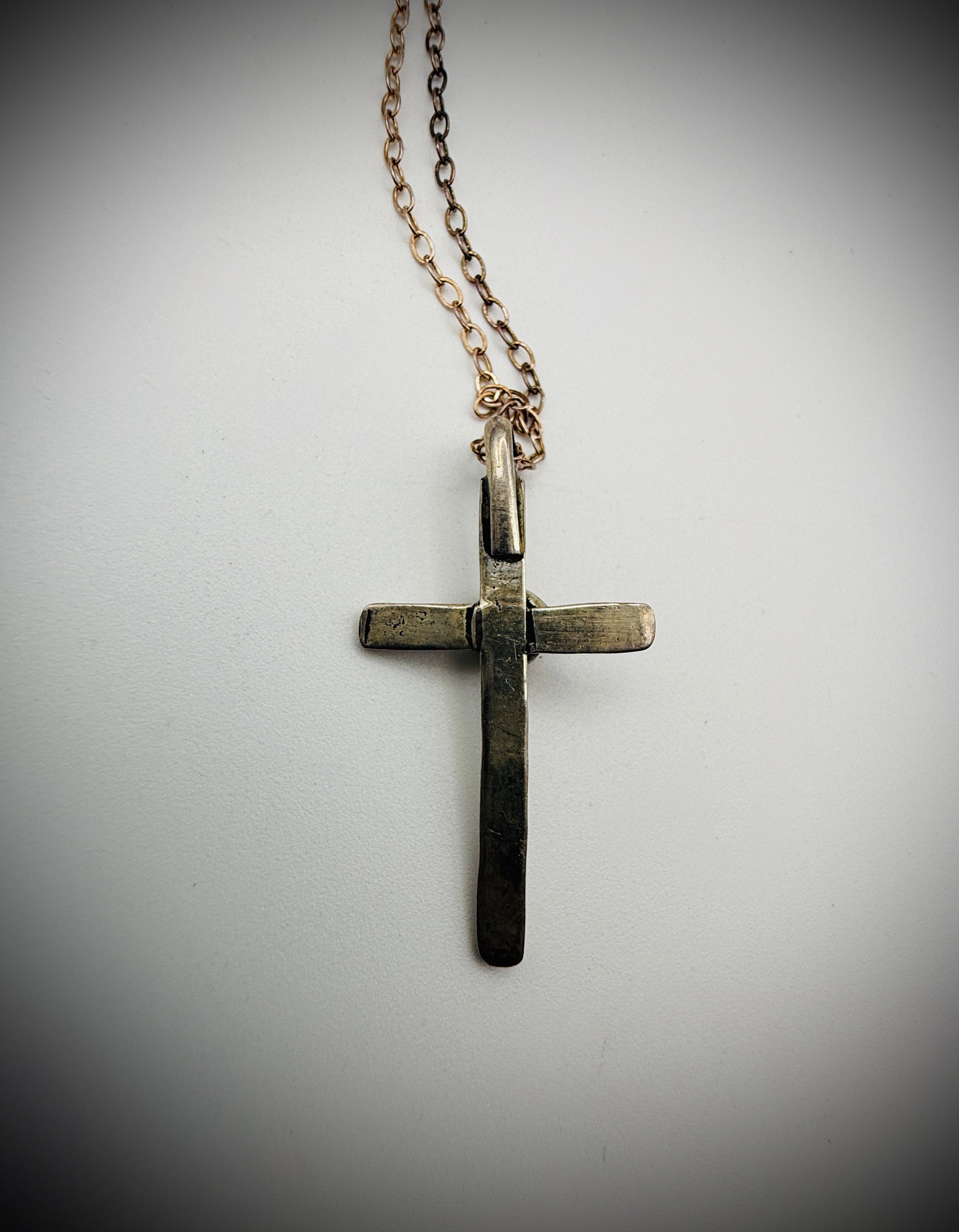 Dainty Sterling Cross Necklace w/ Coral — 18" chain + 1.25" pendant
