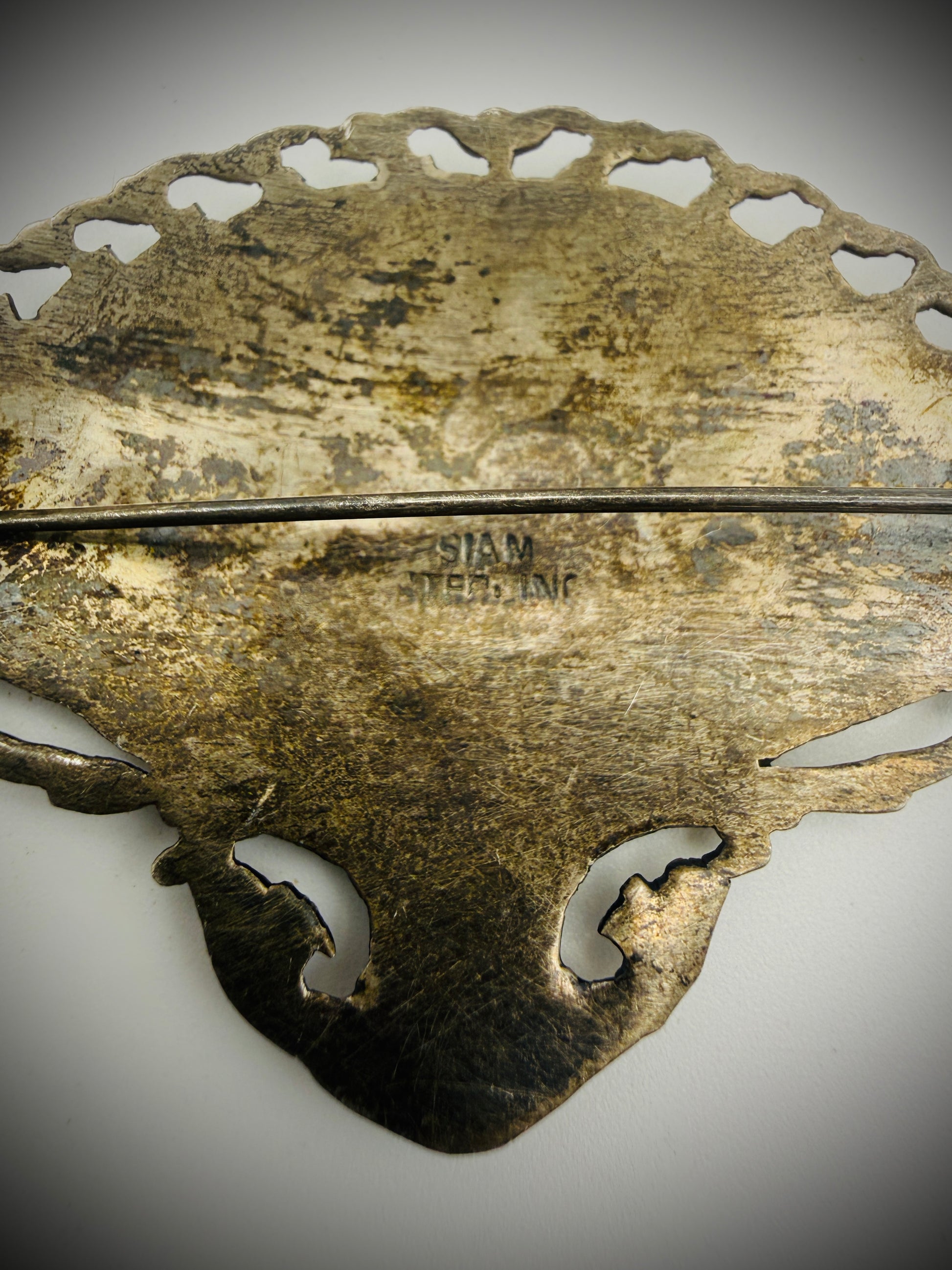 Vintage Siam Niello Lot – Compact, Bracelet (Repair), & 2 Brooches