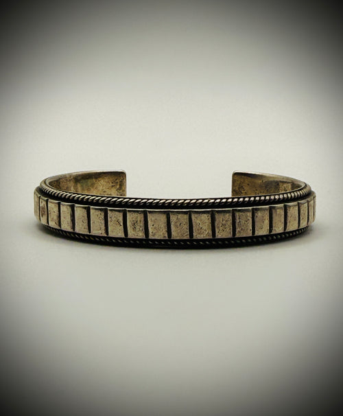 Artie Yellowhorse HC Heavy Sterling Silver Textured Cuff Bracelet