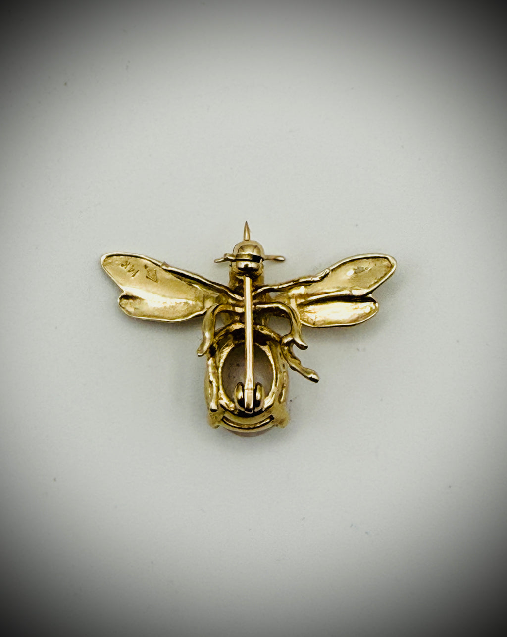 Engel Brothers 14K Gold Opal Bee Brooch Vintage Figural Pin 3g
