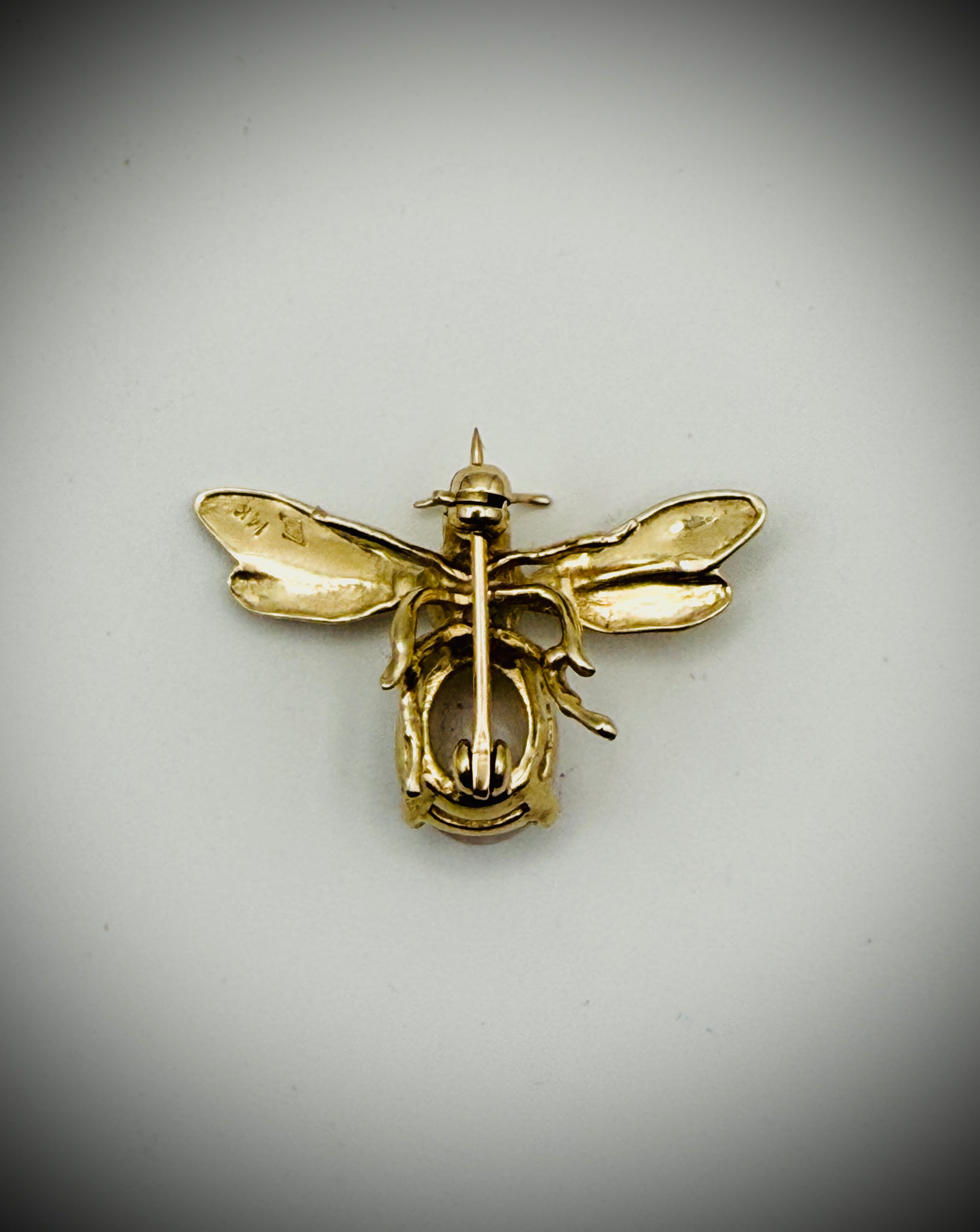 Engel Brothers 14K Gold Opal Bee Brooch Vintage Figural Pin 3g