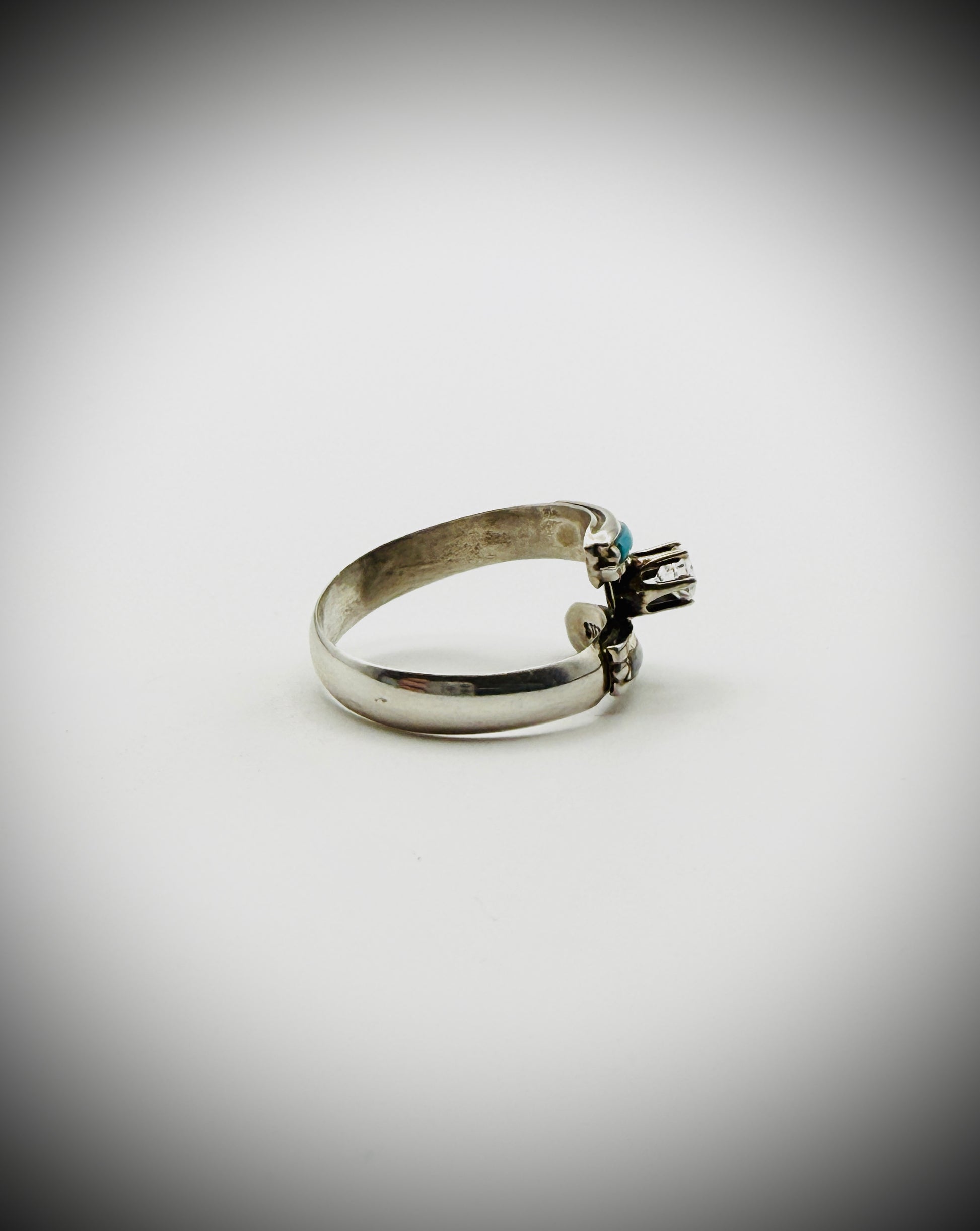 Vintage Sterling Multi-Stone Inlay Bypass Ring, Size 9 – Signed “DD”
