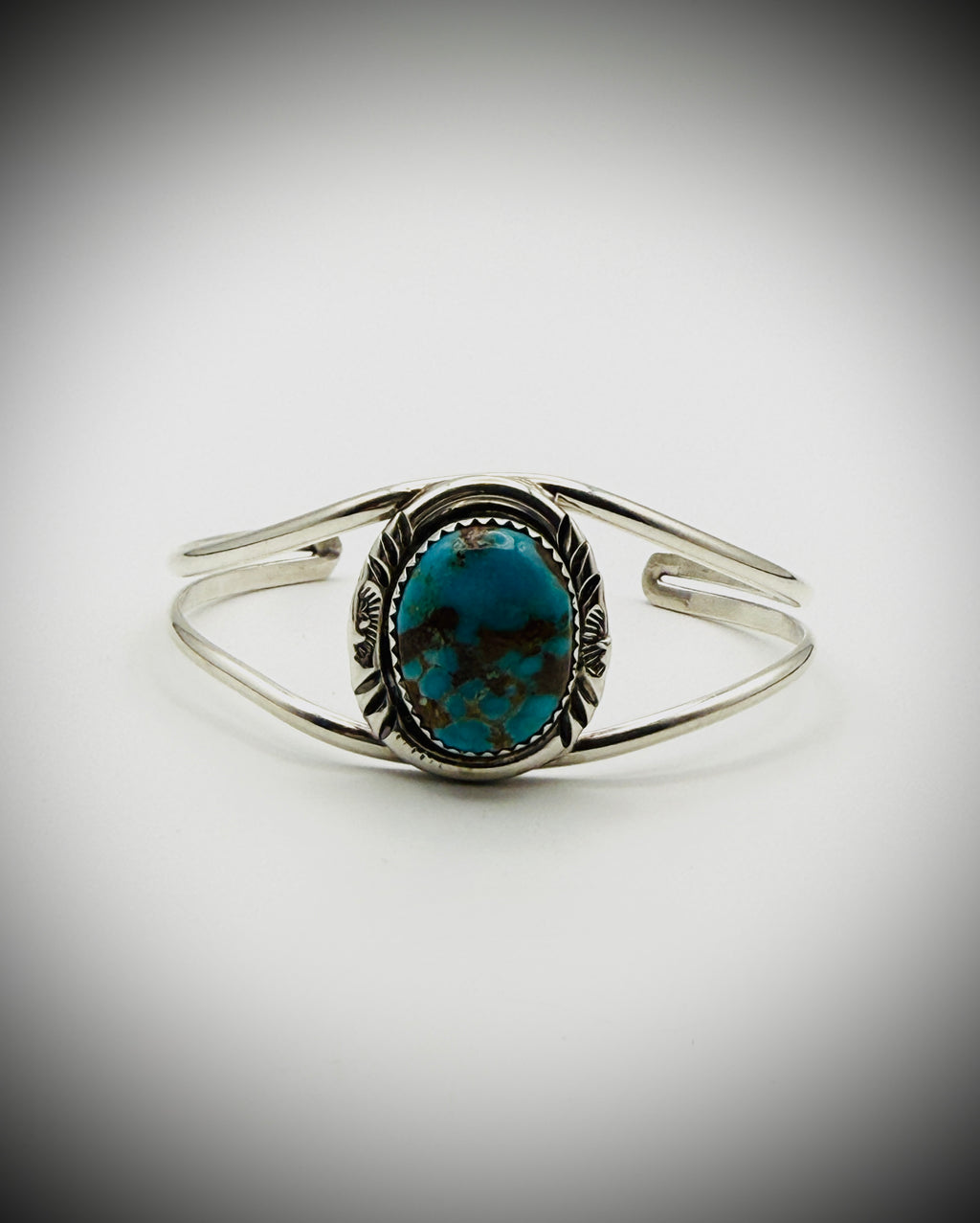 Navajo Turquoise Cuff — Sterling, 6.25", 13g (Signed HT)