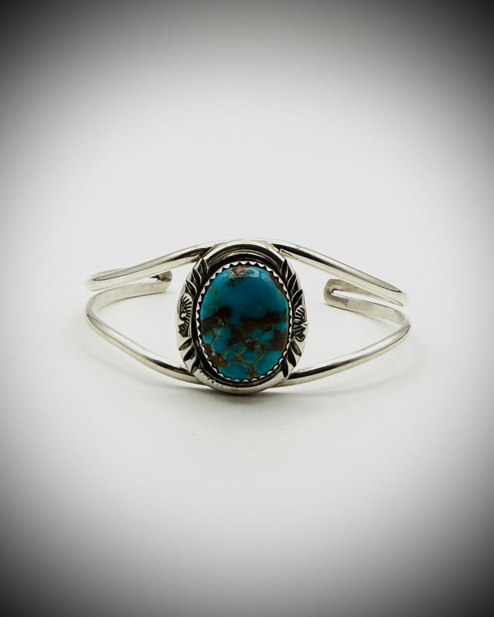Navajo Turquoise Cuff — Sterling, 6.25", 13g (Signed HT)
