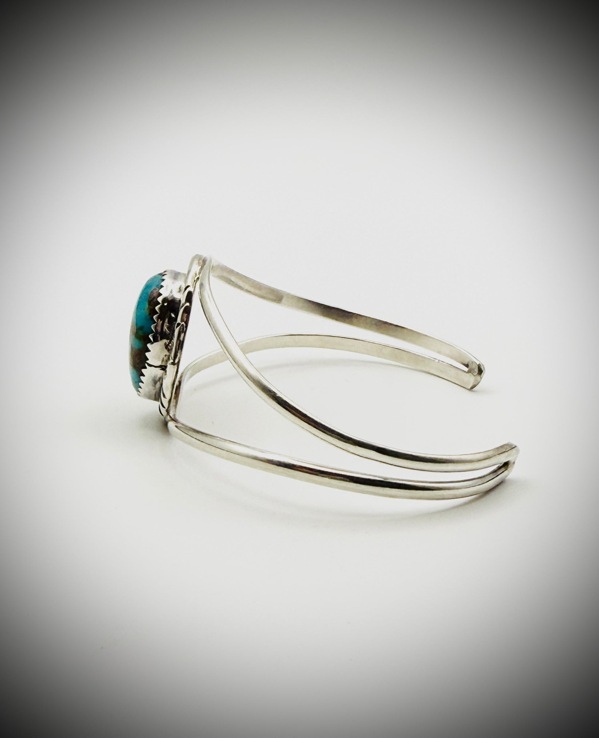Navajo Turquoise Cuff — Sterling, 6.25", 13g (Signed HT)