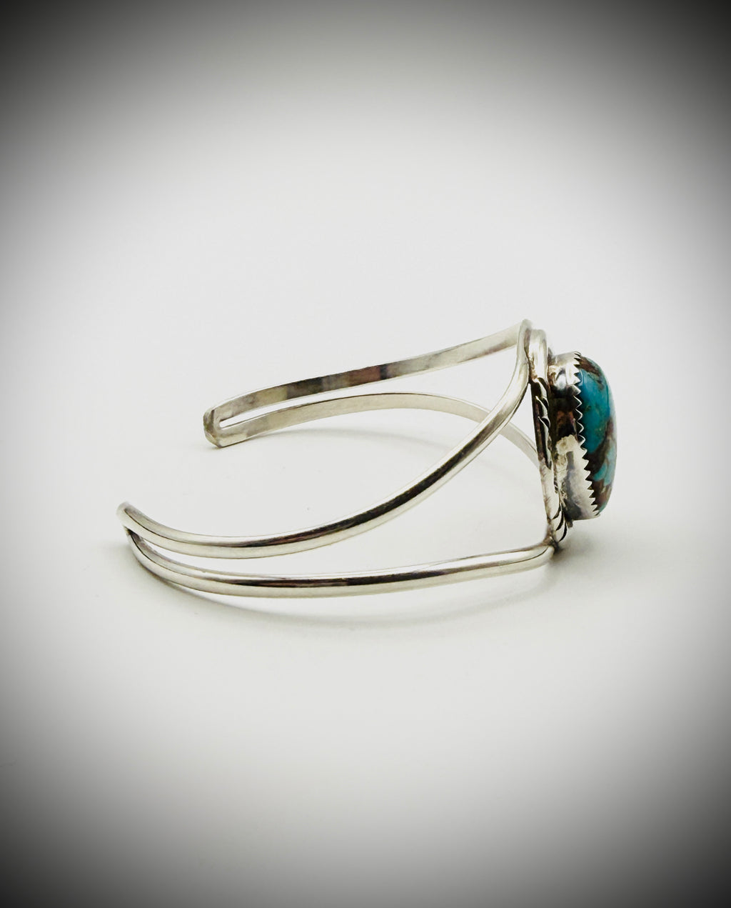 Navajo Turquoise Cuff — Sterling, 6.25", 13g (Signed HT)