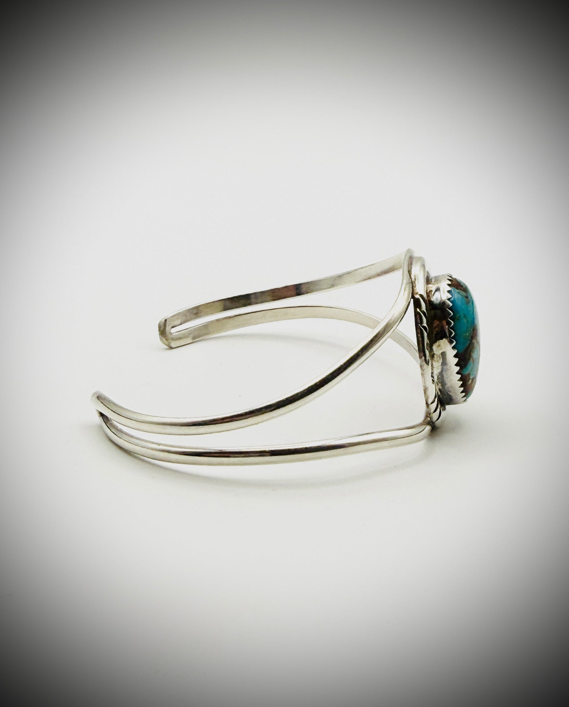 Navajo Turquoise Cuff — Sterling, 6.25", 13g (Signed HT)
