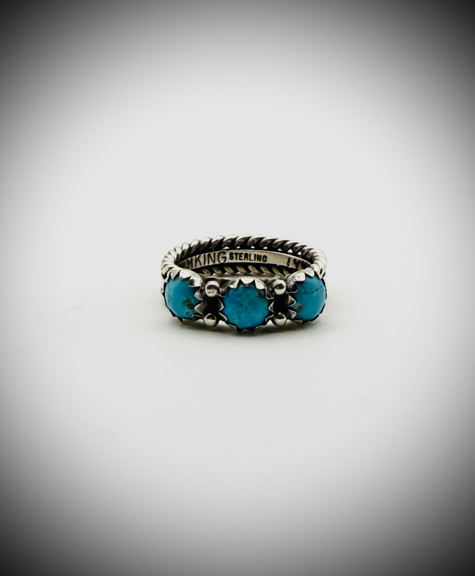 Ray King Sterling & Turquoise Triple-Stone Band — Size 7, 5g