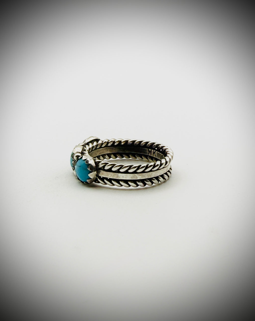 Ray King Sterling & Turquoise Triple-Stone Band — Size 7, 5g