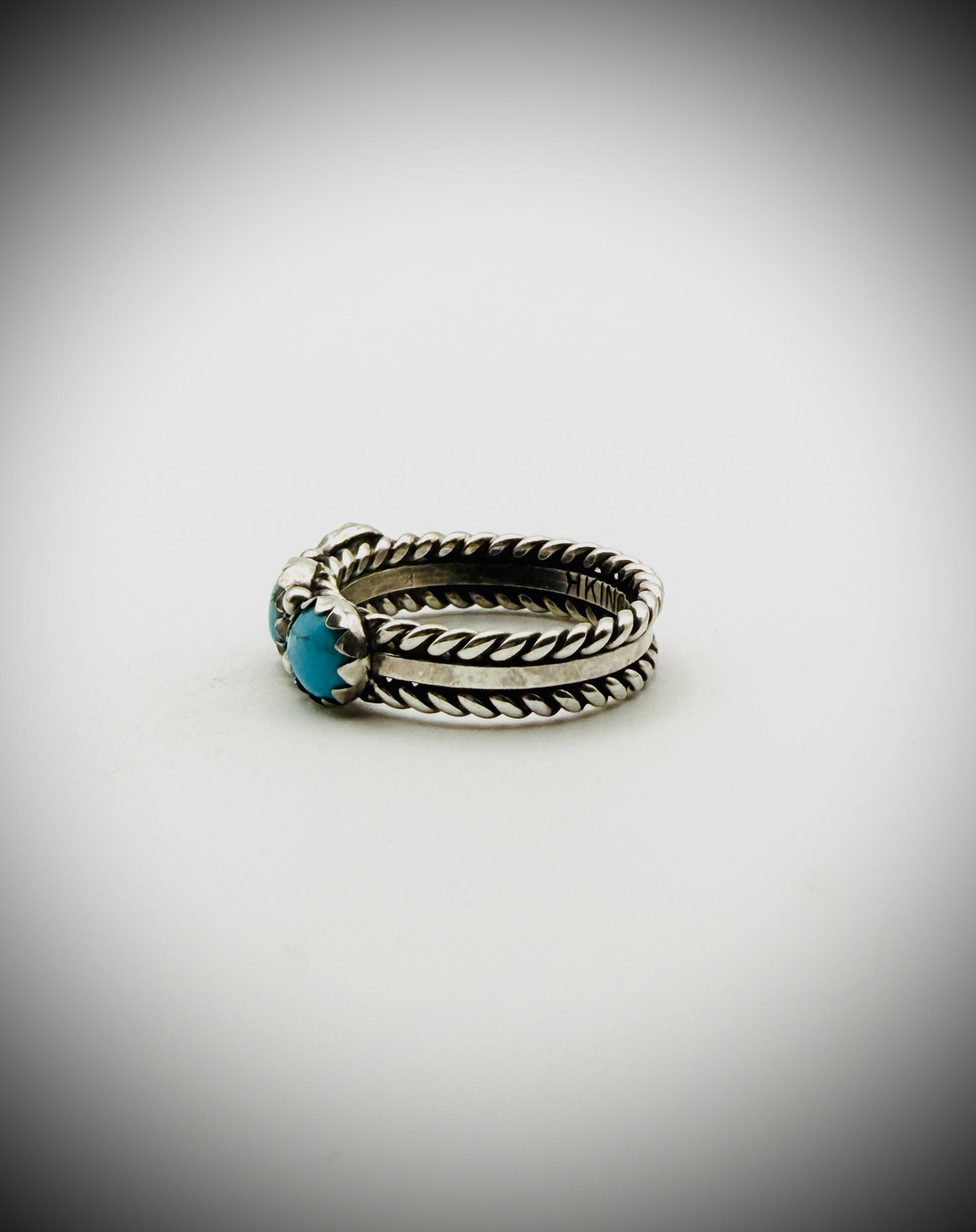 Ray King Sterling & Turquoise Triple-Stone Band — Size 7, 5g