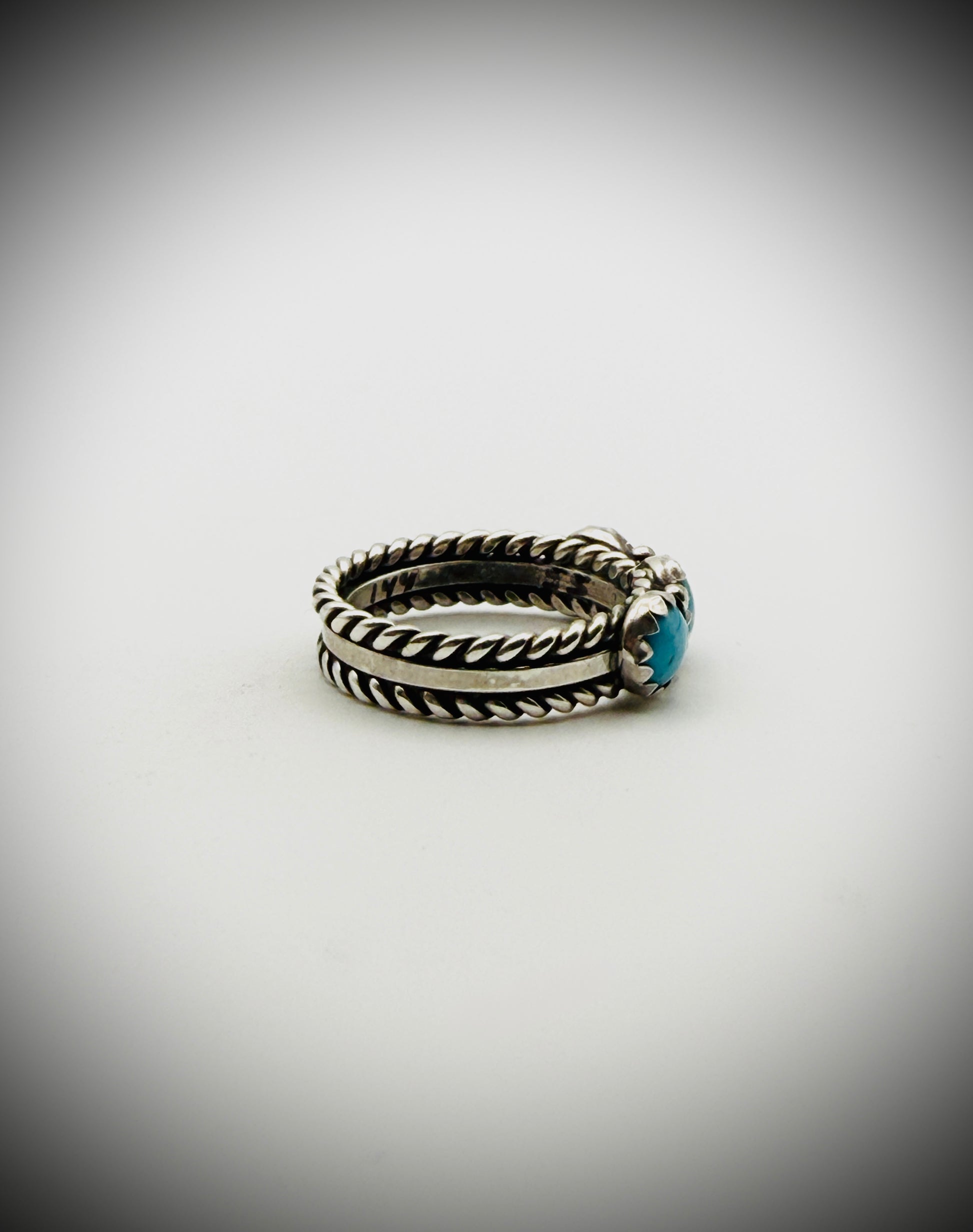 Ray King Sterling & Turquoise Triple-Stone Band — Size 7, 5g
