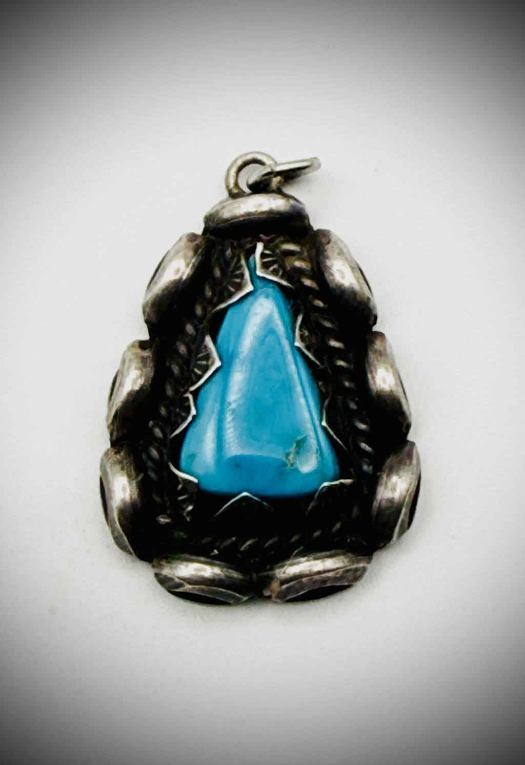 Navajo Sterling Silver “R Platero” Turquoise Pendant – 1″ × ¾″, 4 g