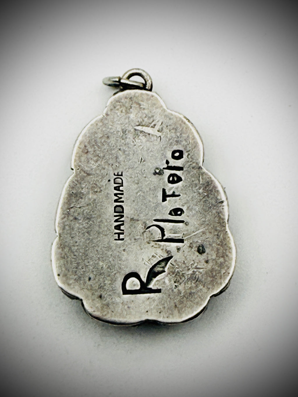 Navajo Sterling Silver “R Platero” Turquoise Pendant – 1″ × ¾″, 4 g