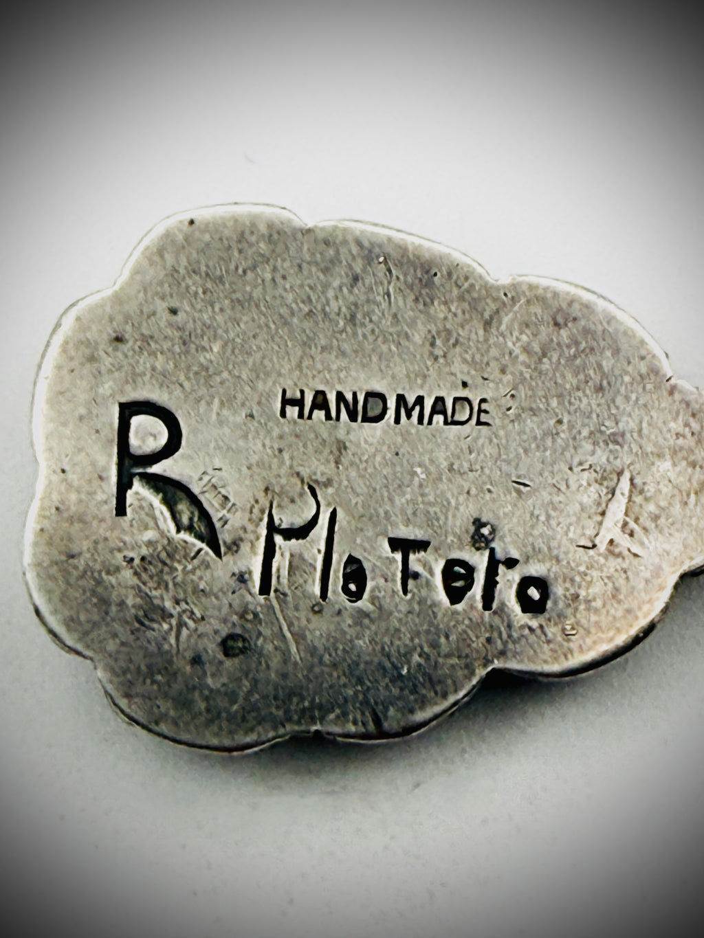 Navajo Sterling Silver “R Platero” Turquoise Pendant – 1″ × ¾″, 4 g