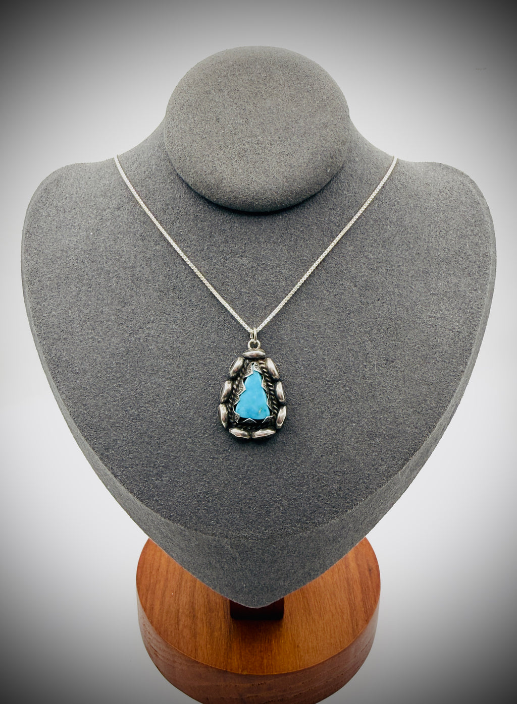 Navajo Sterling Silver “R Platero” Turquoise Pendant – 1″ × ¾″, 4 g