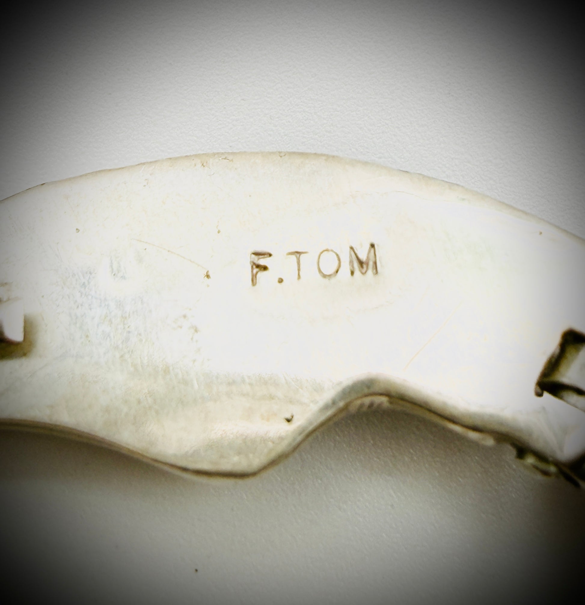 Vintage Sterling Articulated Eagle Necklace — Artist-Stamped “F. TOM”