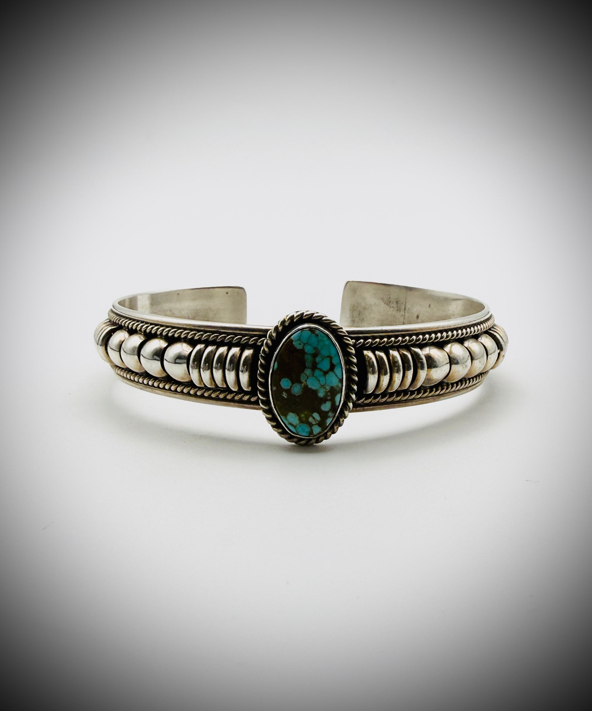 Sterling Silver Turquoise Split-Shank Cuff – Stamped CJC