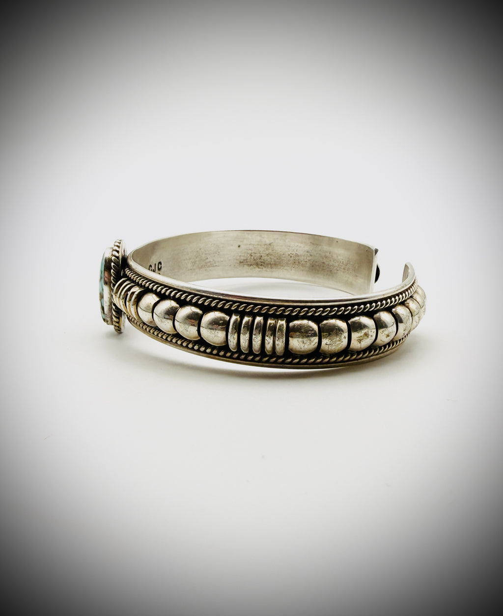 Sterling Silver Turquoise Split-Shank Cuff – Stamped CJC