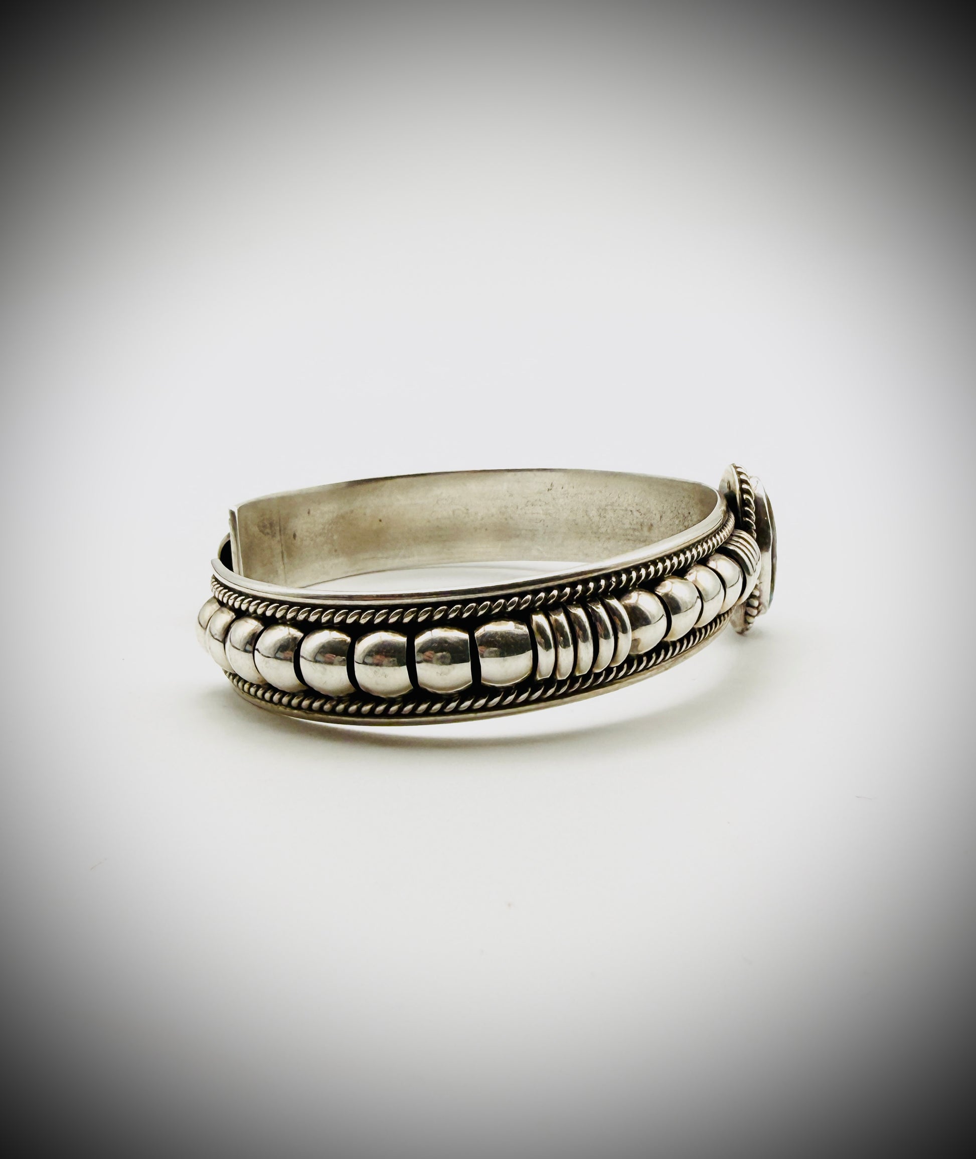 Sterling Silver Turquoise Split-Shank Cuff – Stamped CJC