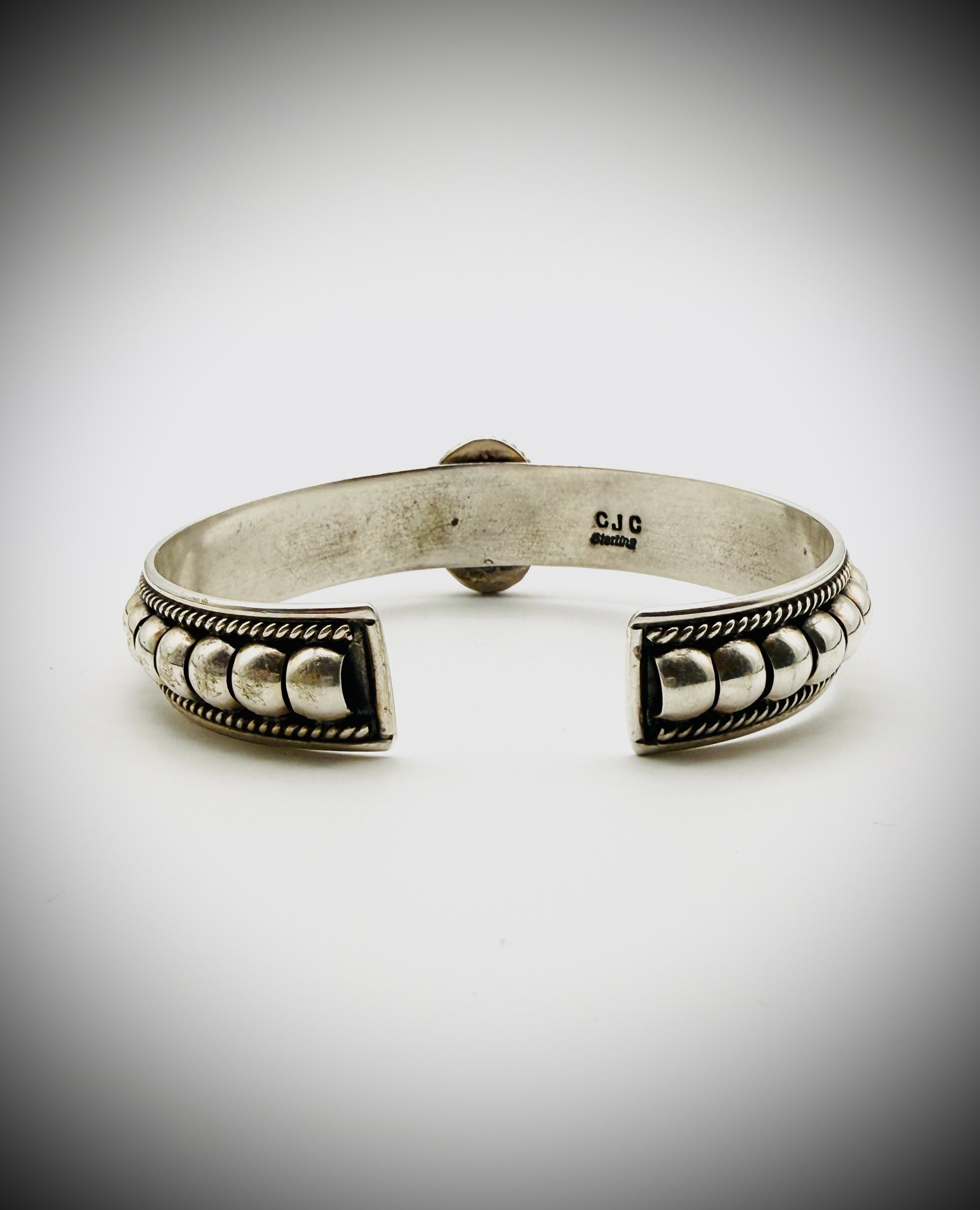 Sterling Silver Turquoise Split-Shank Cuff – Stamped CJC