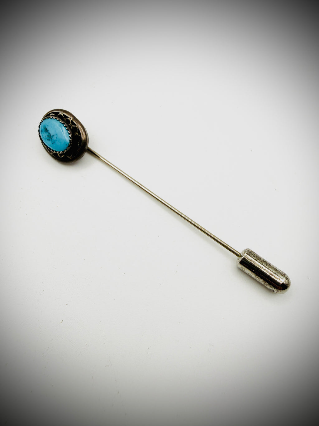 Vintage Sterling Silver Turquoise Hat Pin / Stick Pin