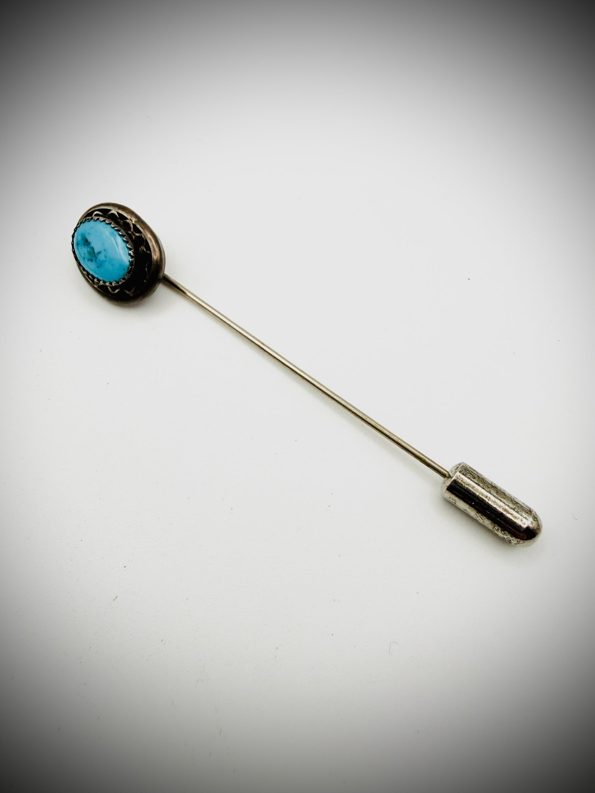 Vintage Sterling Silver Turquoise Hat Pin / Stick Pin