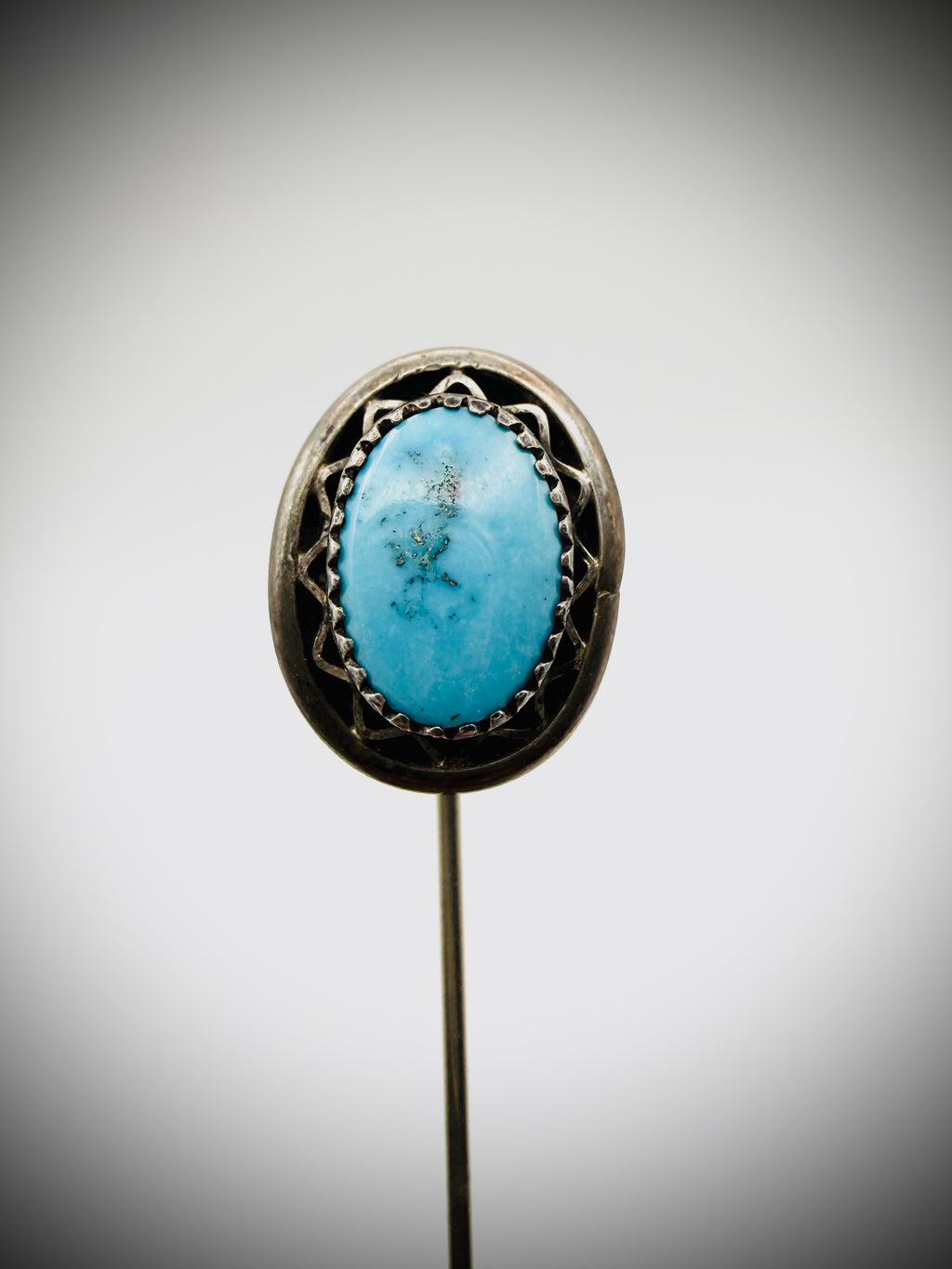 Vintage Sterling Silver Turquoise Hat Pin / Stick Pin