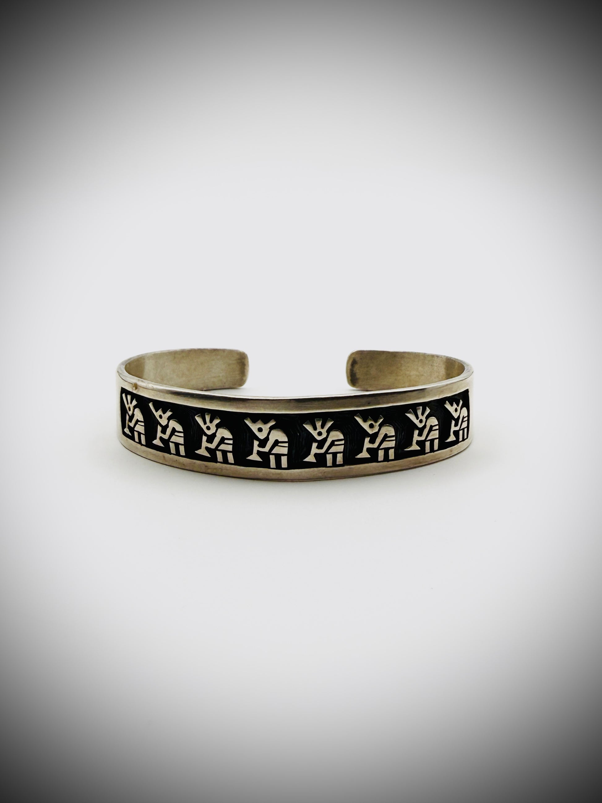 Vintage Hopi Sterling Overlay Cuff Bracelet – Spiderweb Hallmark