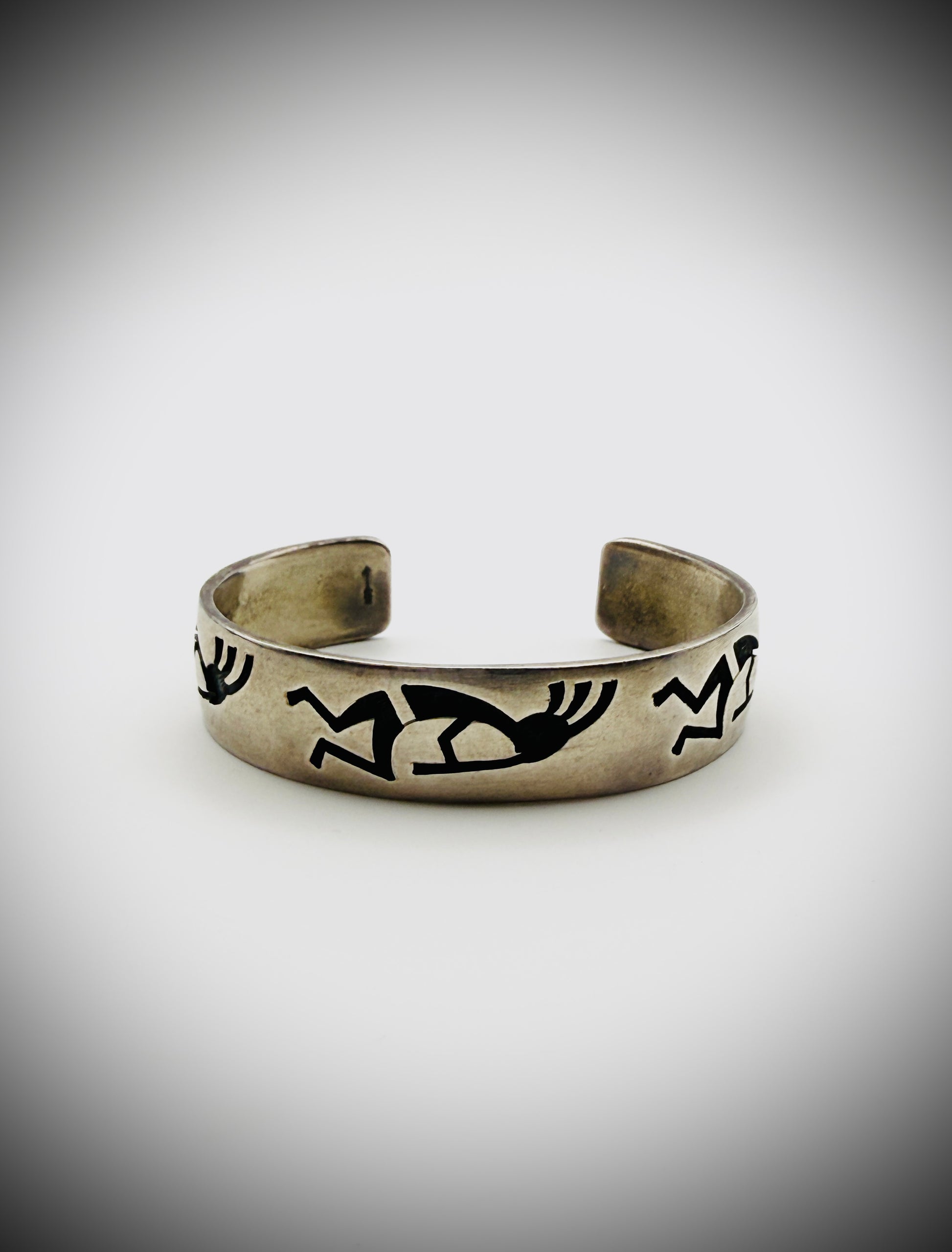 Nathan Fred Jr Kokopelli Hopi Sterling Cuff Bracelet