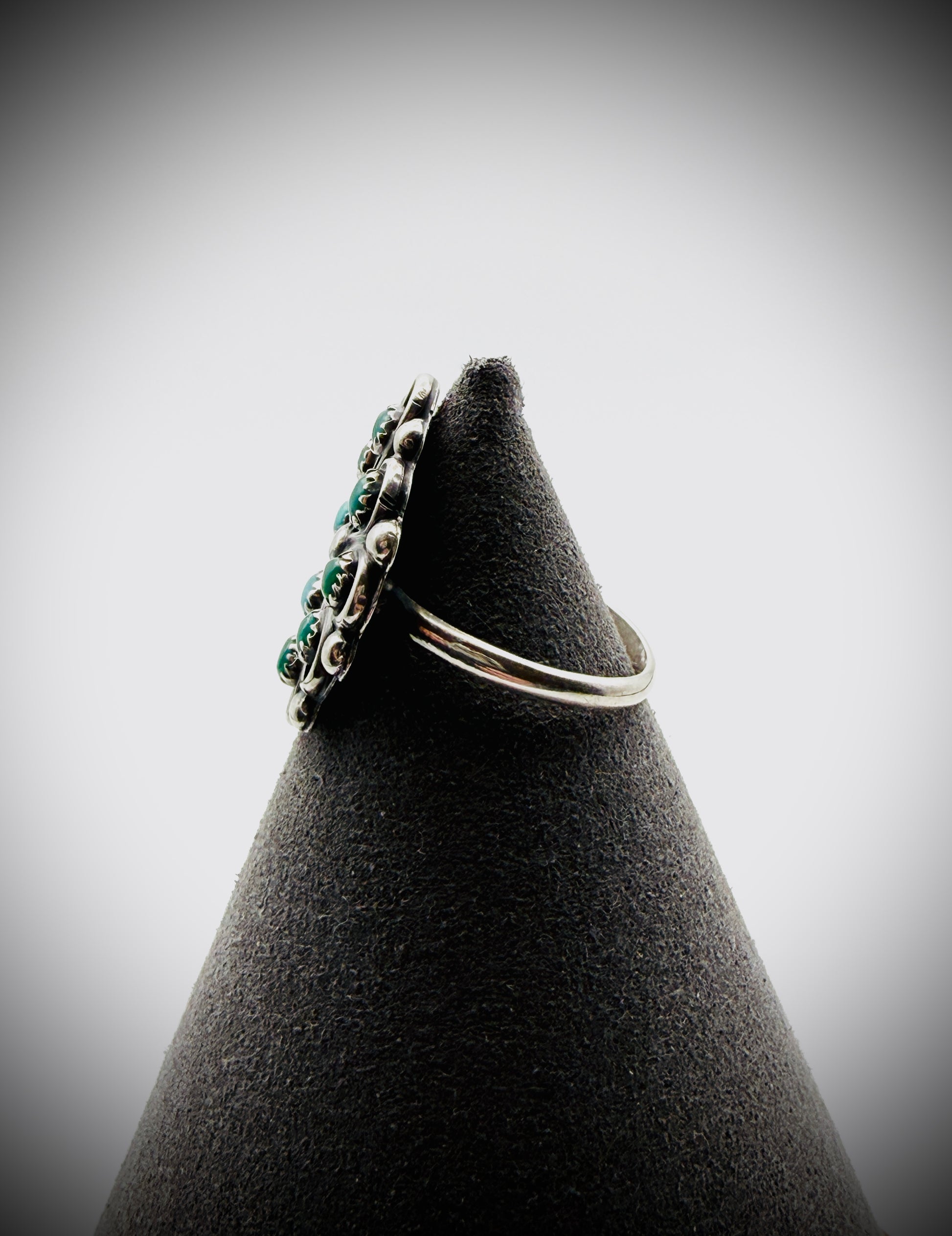 Vintage R. Dishta Zuni Turquoise Snake Eye Ring Sz 8.25
