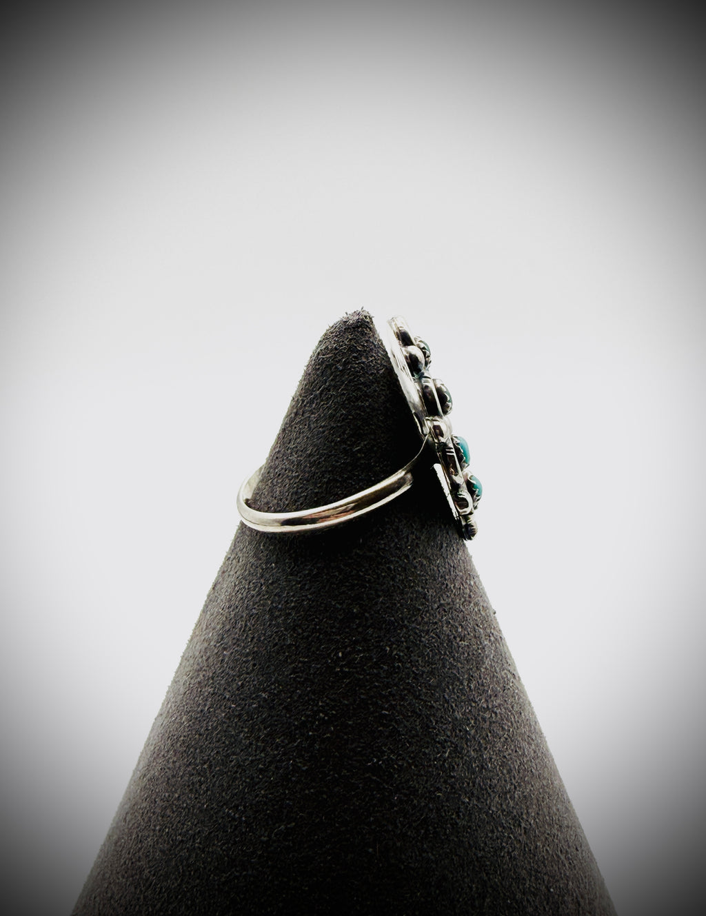 Vintage R. Dishta Zuni Turquoise Snake Eye Ring Sz 8.25
