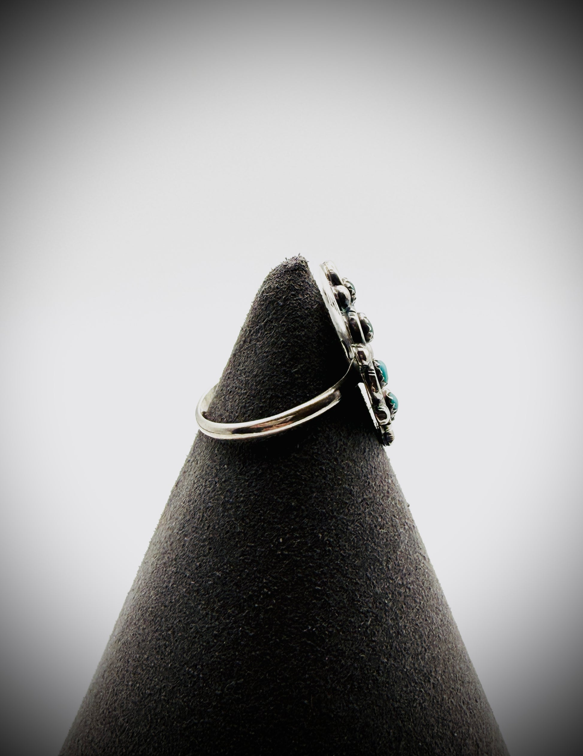 Vintage R. Dishta Zuni Turquoise Snake Eye Ring Sz 8.25