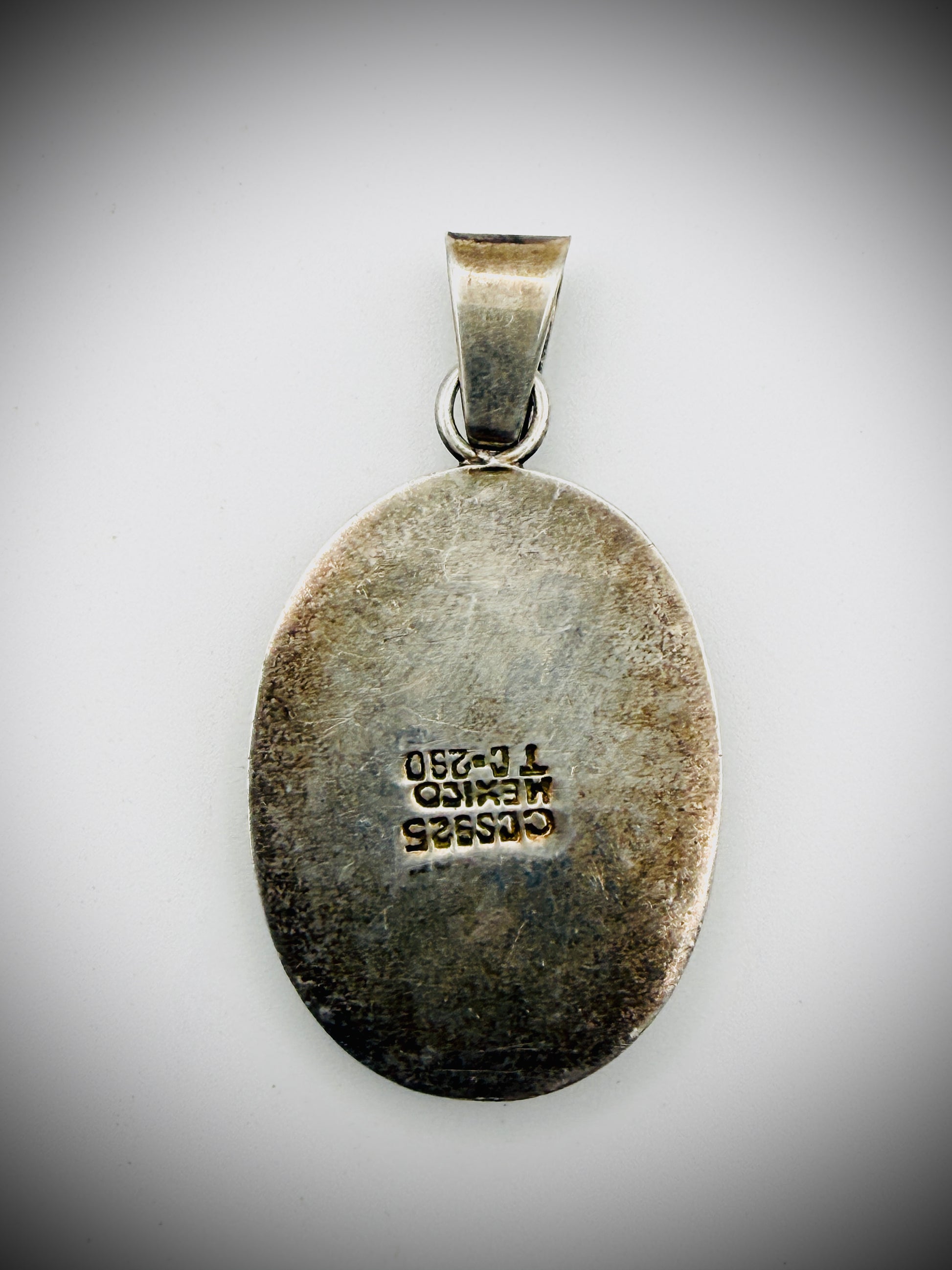 Taxco Mexico Sterling Black Onyx Pendant 2"