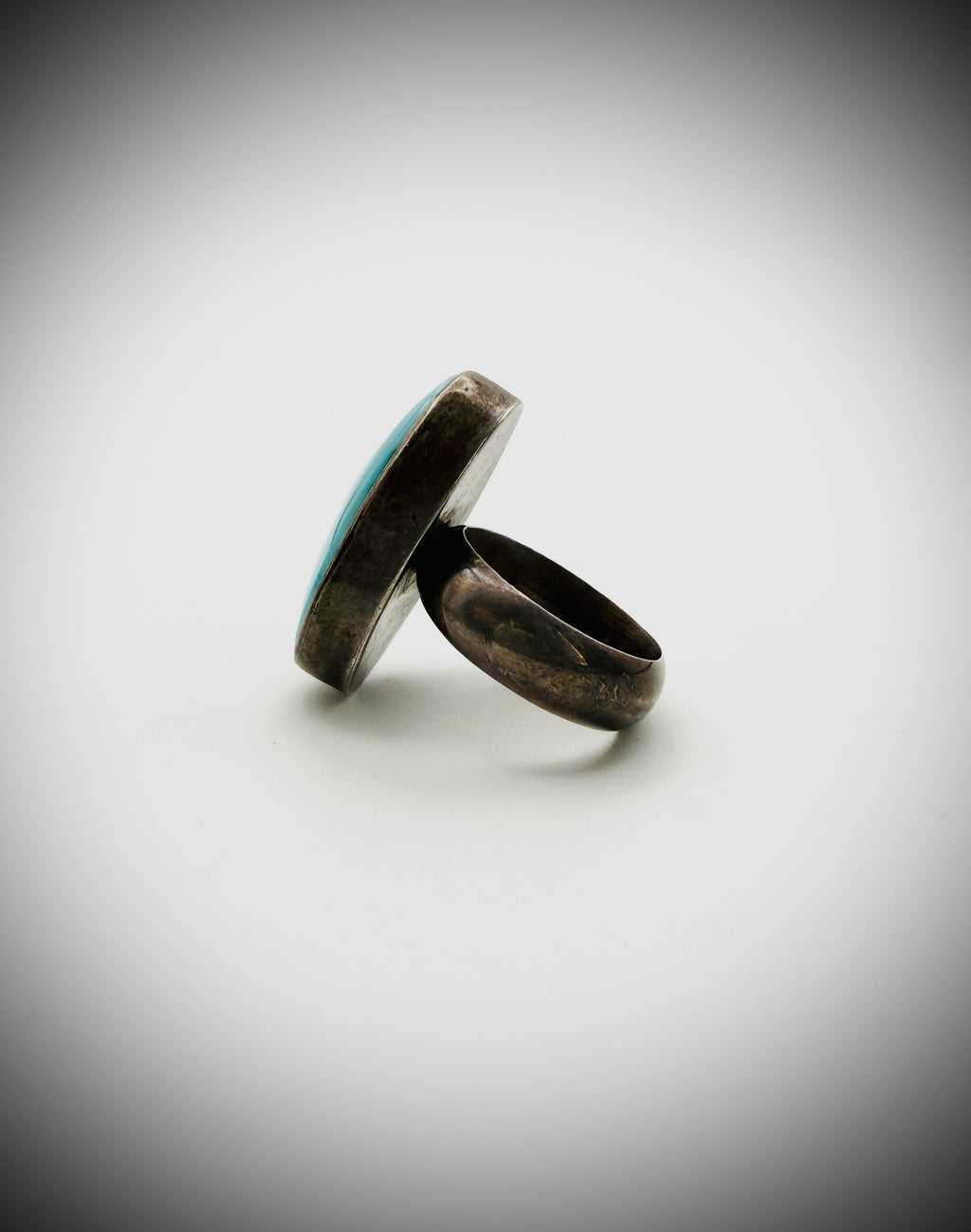 Heavy Patina Sterling Turquoise Ring Size 6.25 – FF Signed