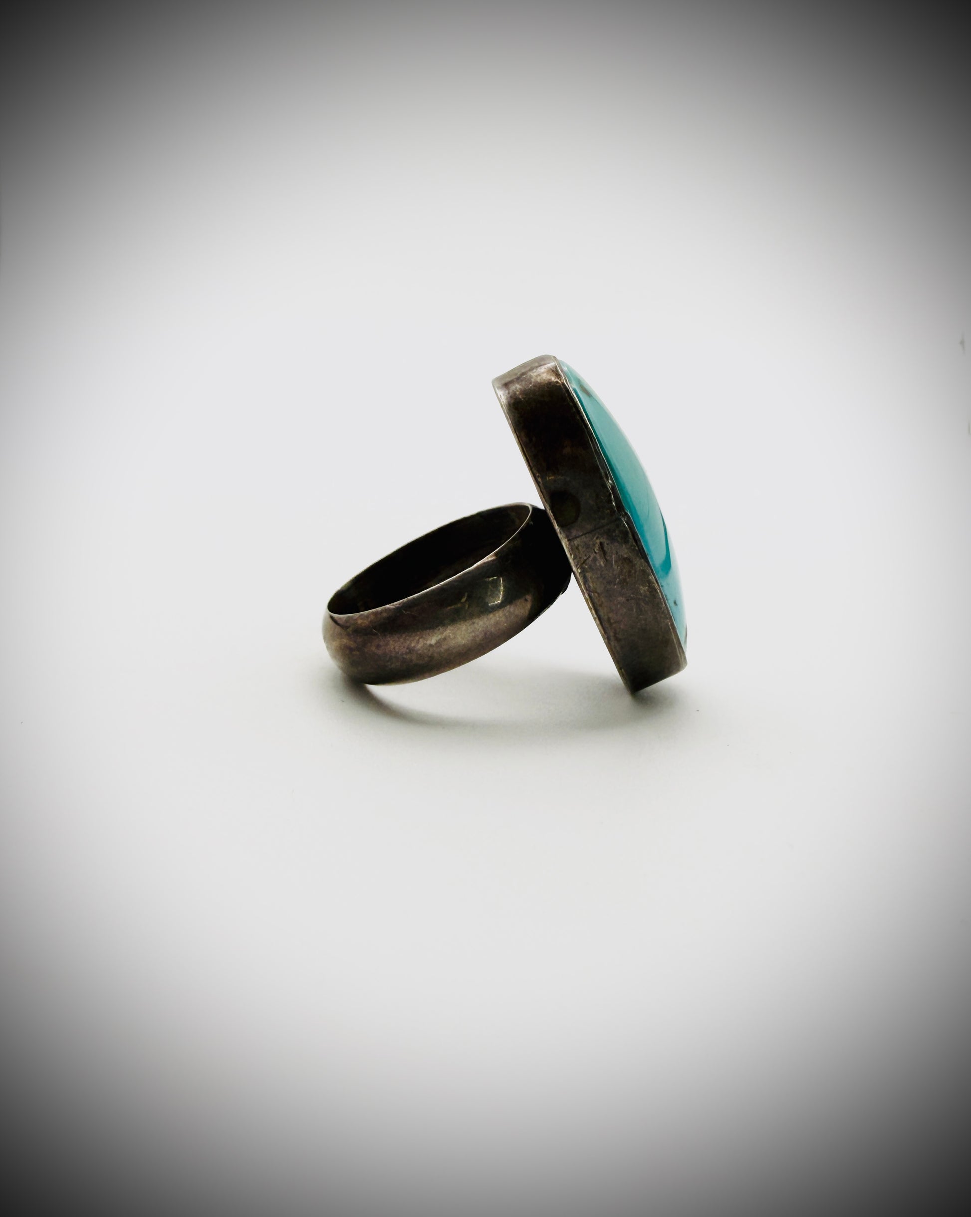 Heavy Patina Sterling Turquoise Ring Size 6.25 – FF Signed