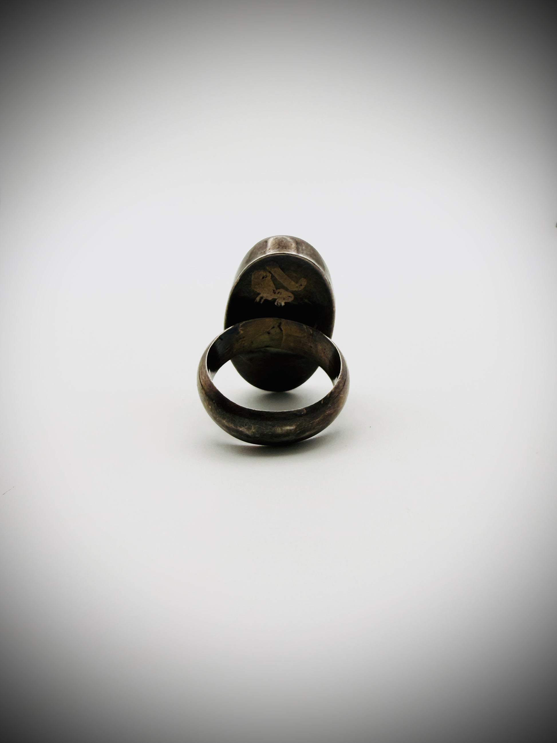 Heavy Patina Sterling Turquoise Ring Size 6.25 – FF Signed